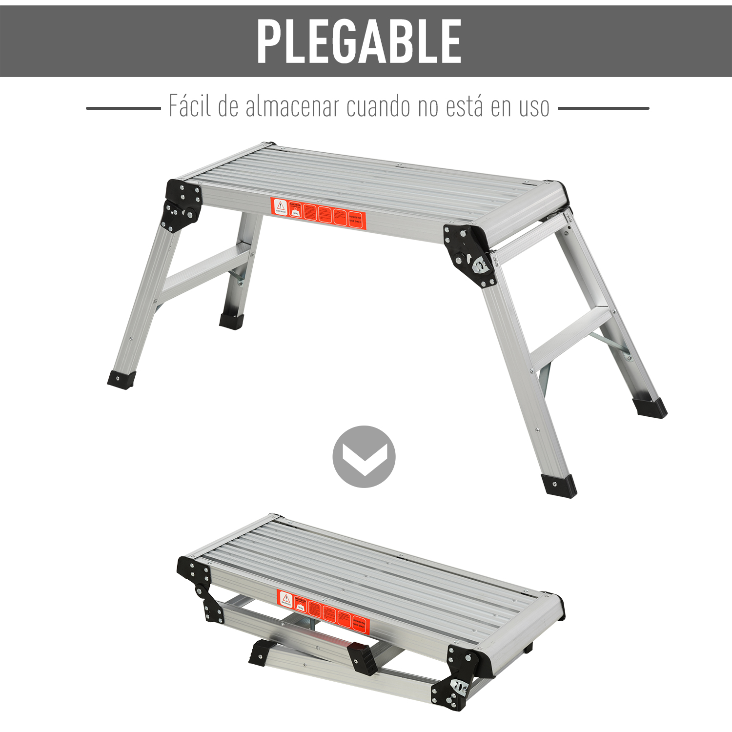 Banco Plegable Plataforma de Trabajo Escalera de Aluminio 150Kg Escalon