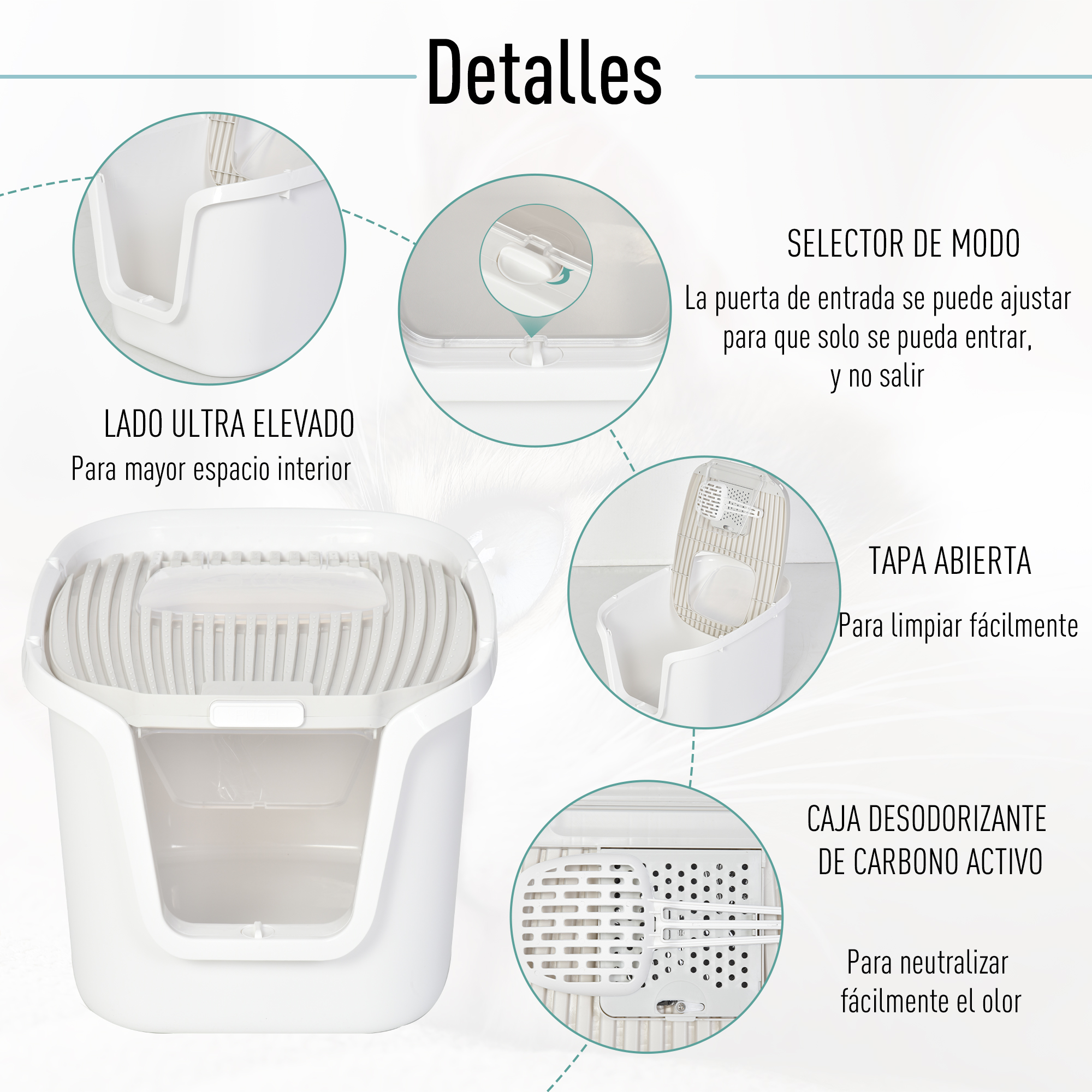 Caja de Arena para Gatos Doble Puerta Arenero Caja Desodorizante Pala