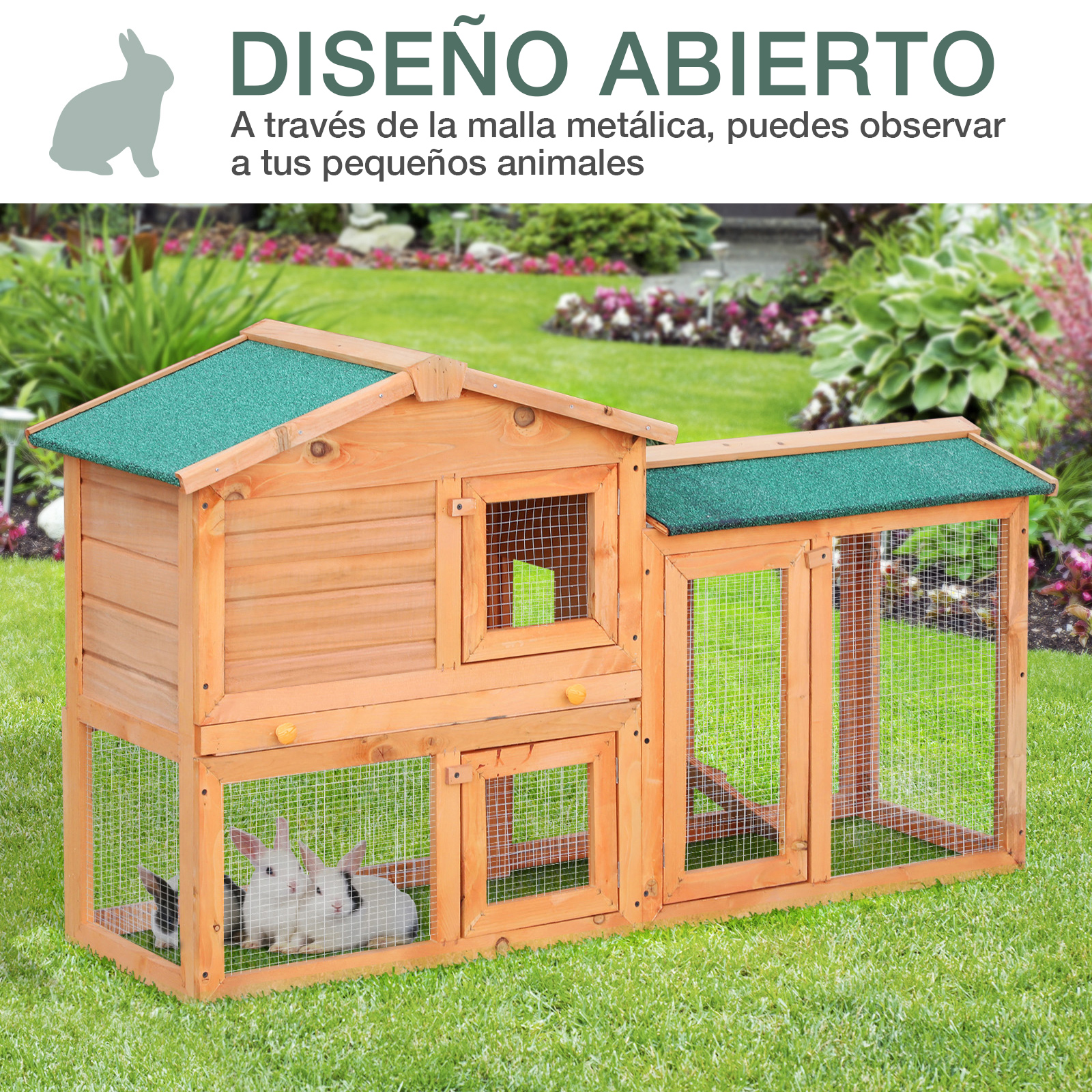Gallinero Conejera Madera 145x46x85 (LxAnxAl) Jaula Conejos con