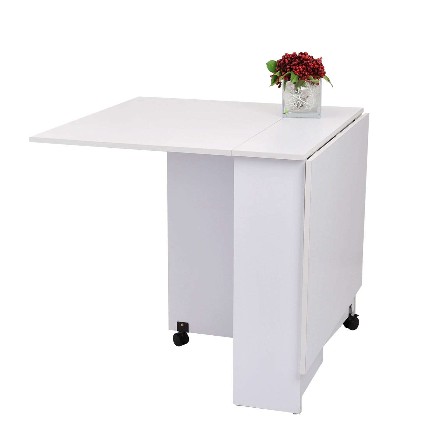 HOMCOM Mesa Plegable + Rueda 140x80x74cm Mesa Auxiliar Escritorio