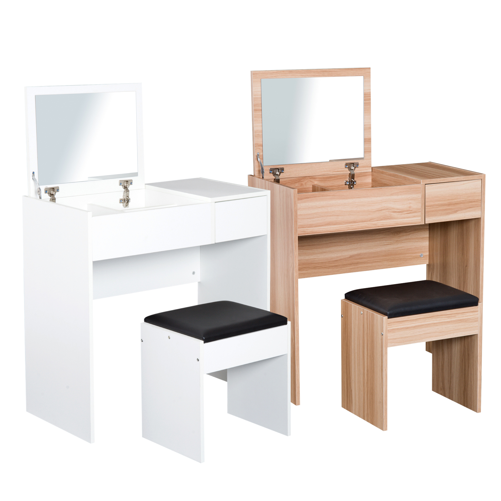 Tocador Mesa para Maquillaje con Taburete Espejo Tapa Abatible 3 Cajas