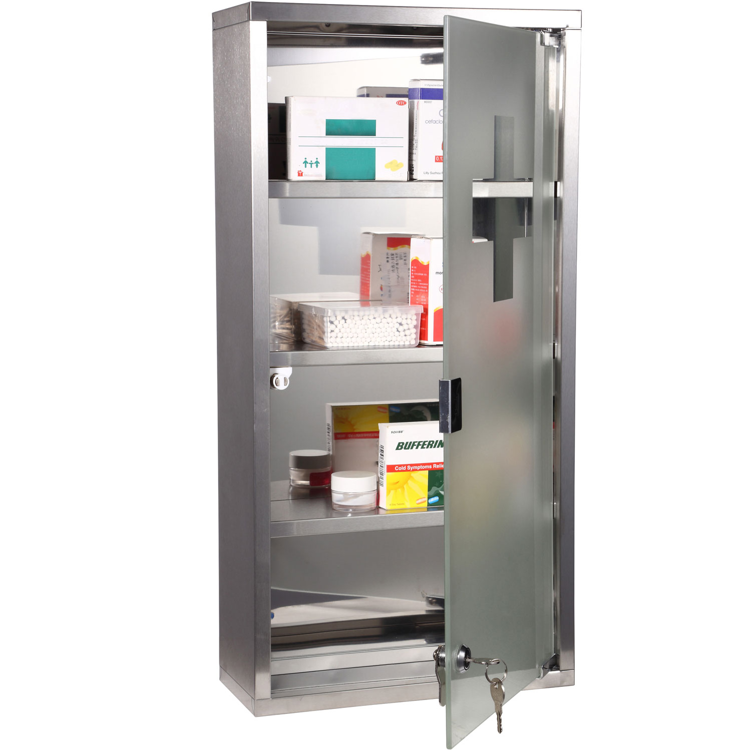 HOMCOM Botiquín de Medicina Armario 4 Niveles Primero Auxilio