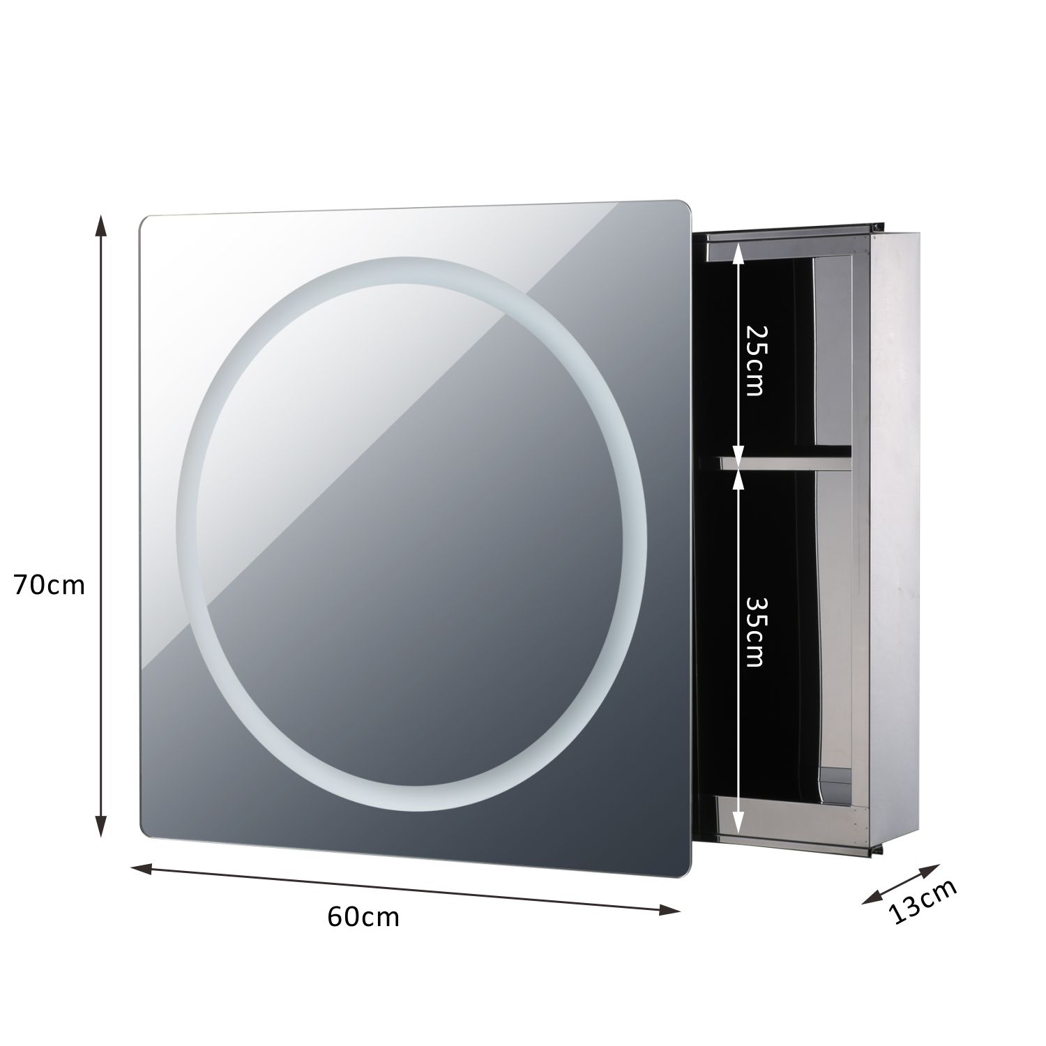 HOMCOM Miroir lumineux LED armoire murale design de salle de bain 2 en