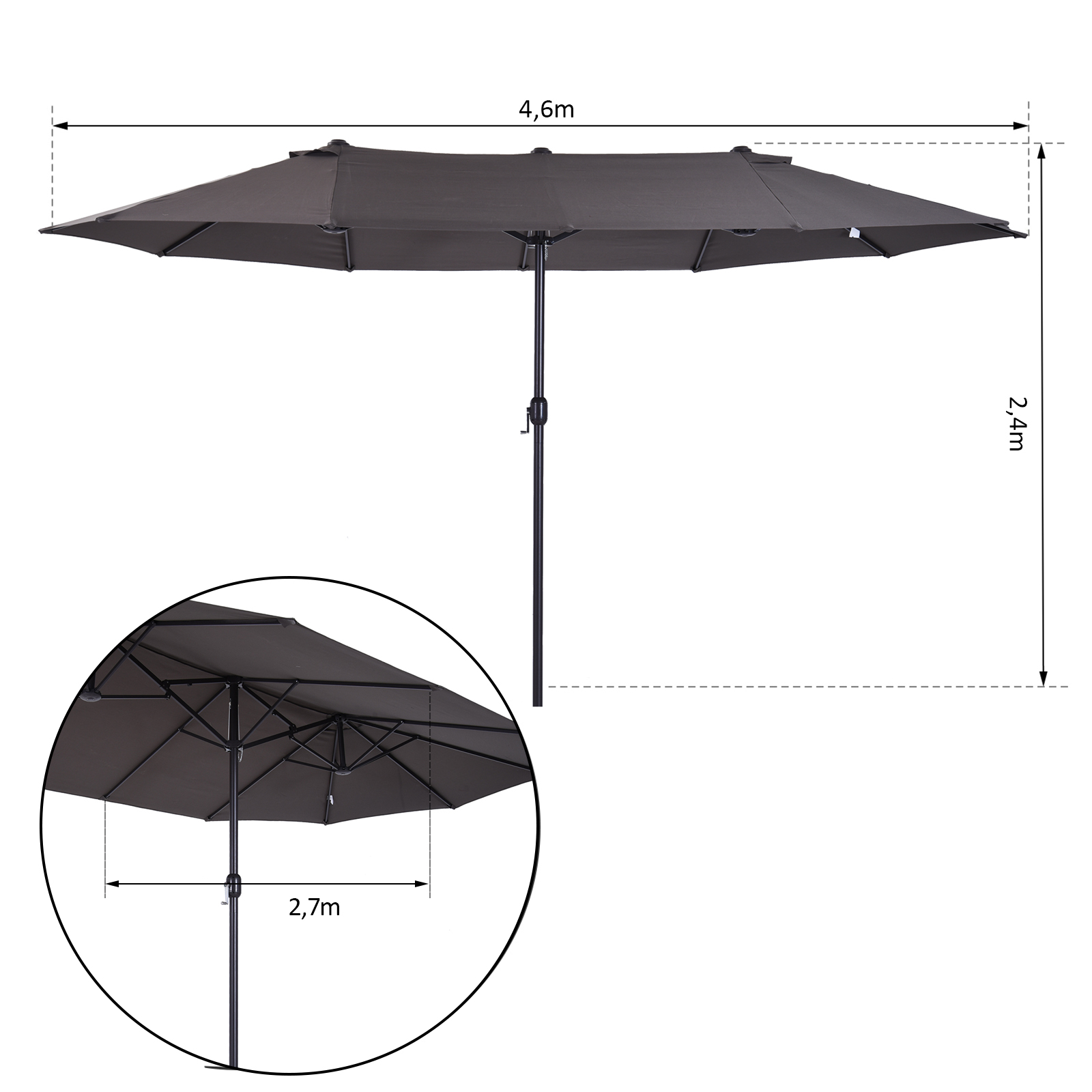 Outsunny Parasol De Jardin Xxl Parasol Grande Taille Avec Manivelle Ebay