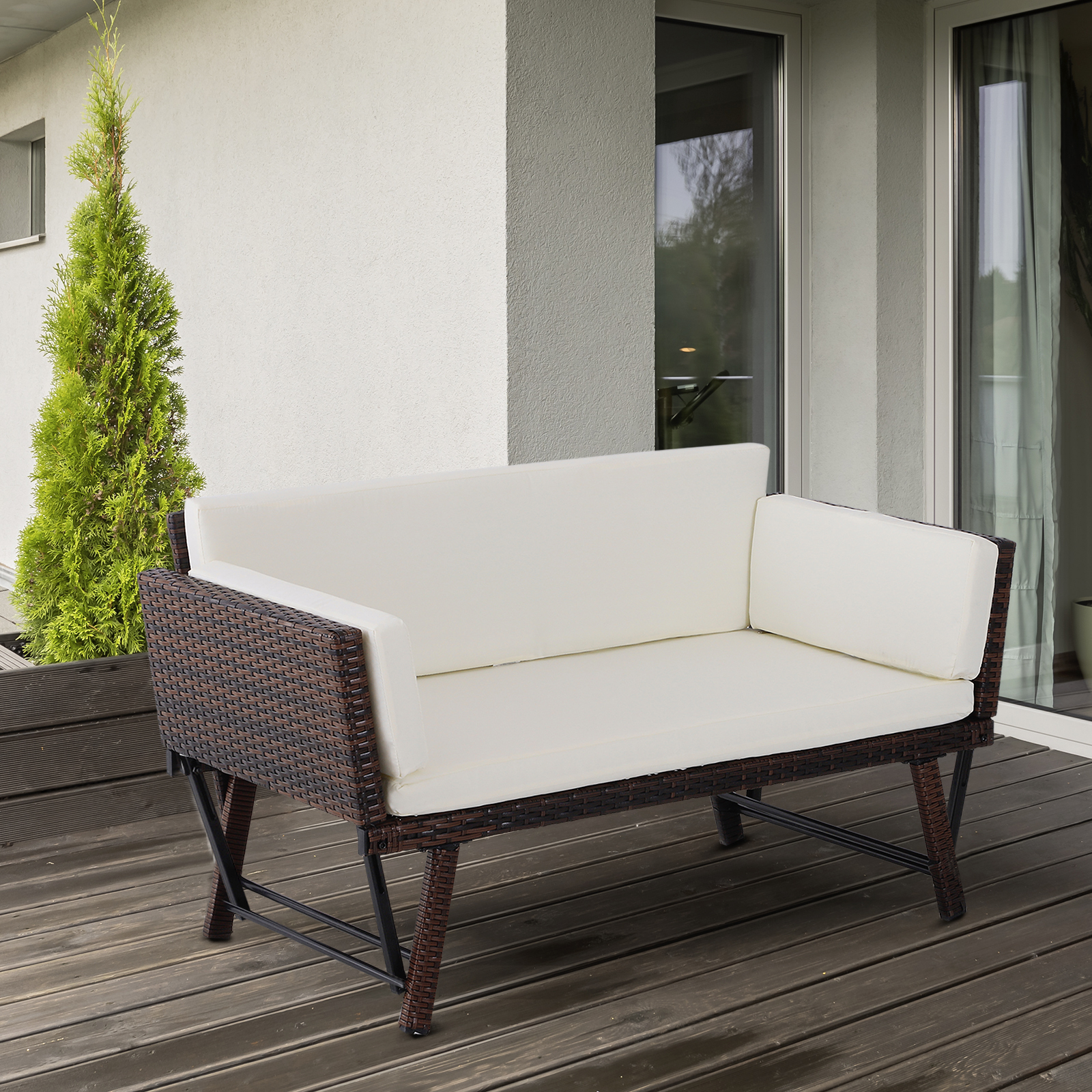 Outsunny 2er Gartensofa Loungesofa Polstersofa Gartenbank Gartenliege