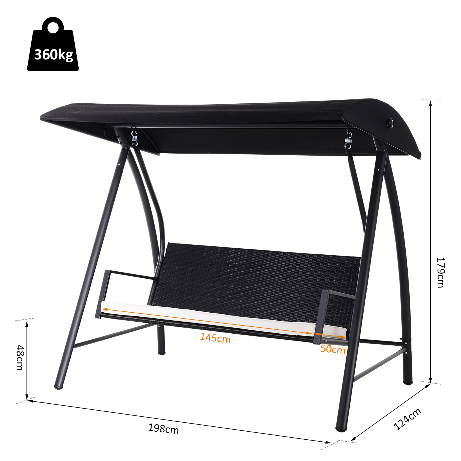 Outsunny Hollywoodschaukel Gartenschaukel 3-Sitzer mit
...