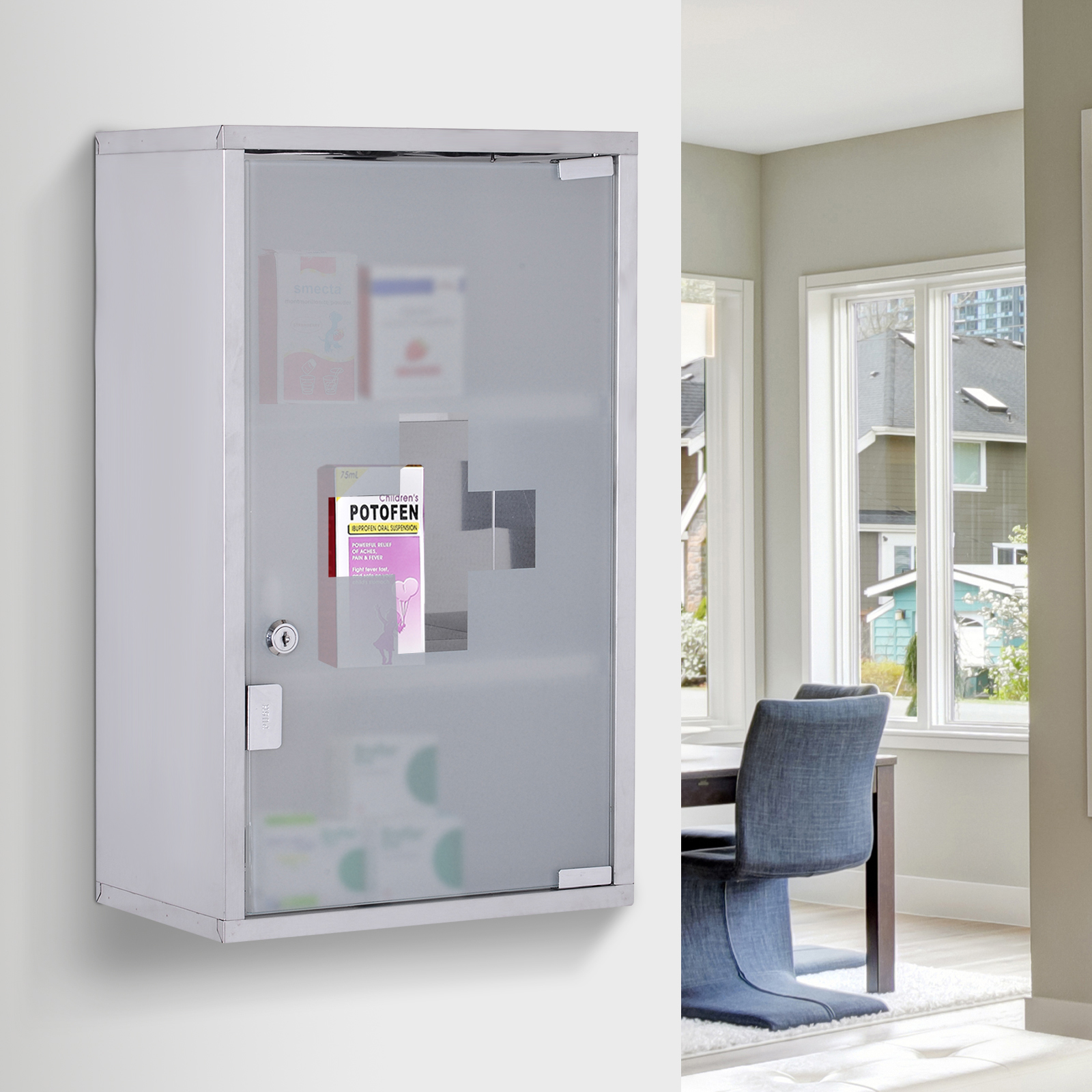 HOMCOM Medizinschrank Arzneischrank Erste Hilfe Schrank