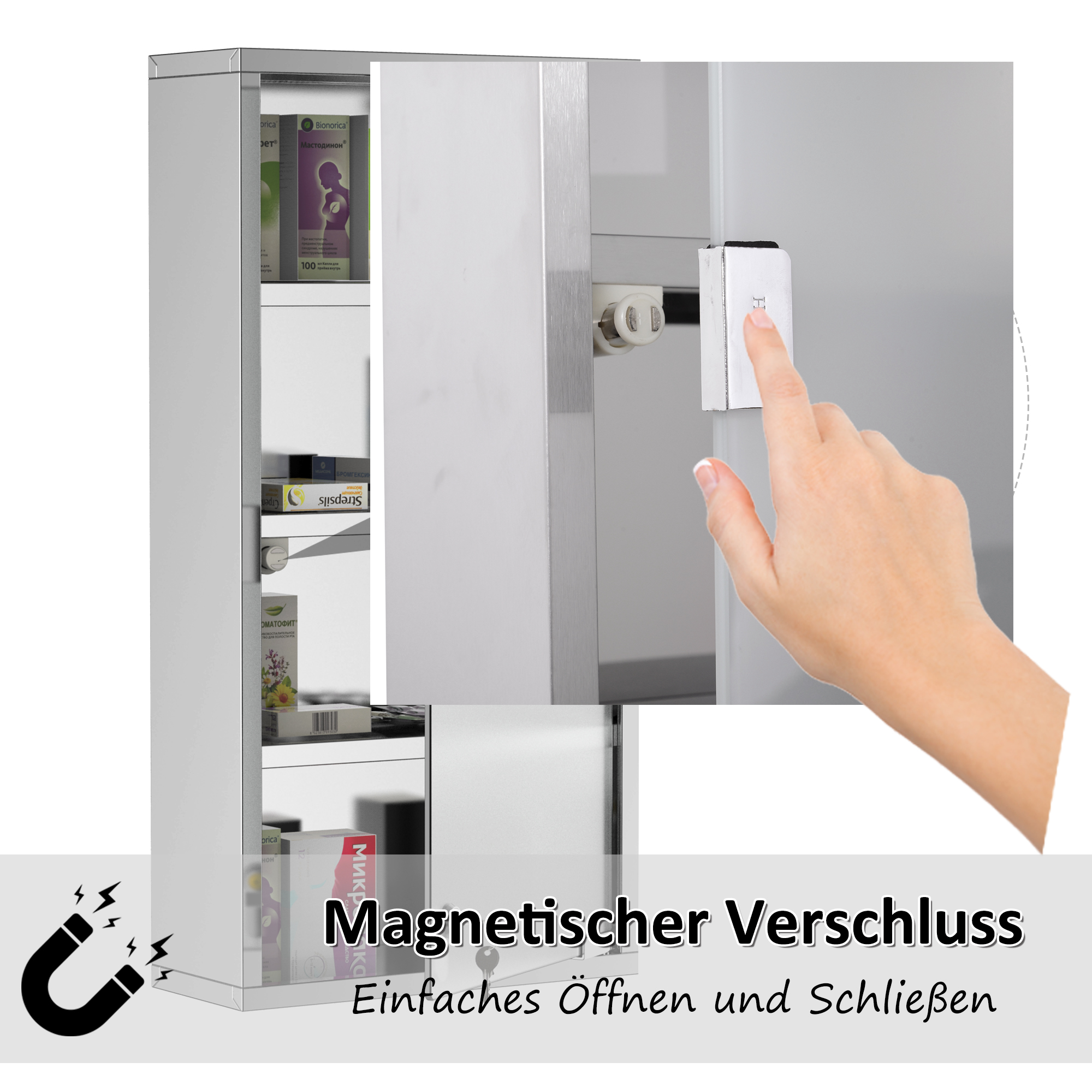 Badezimmer Arzneischrank Edelstahl Medizinschrank Arzneischrank Erste Hilfe Schrank 4 Fächer | eBay