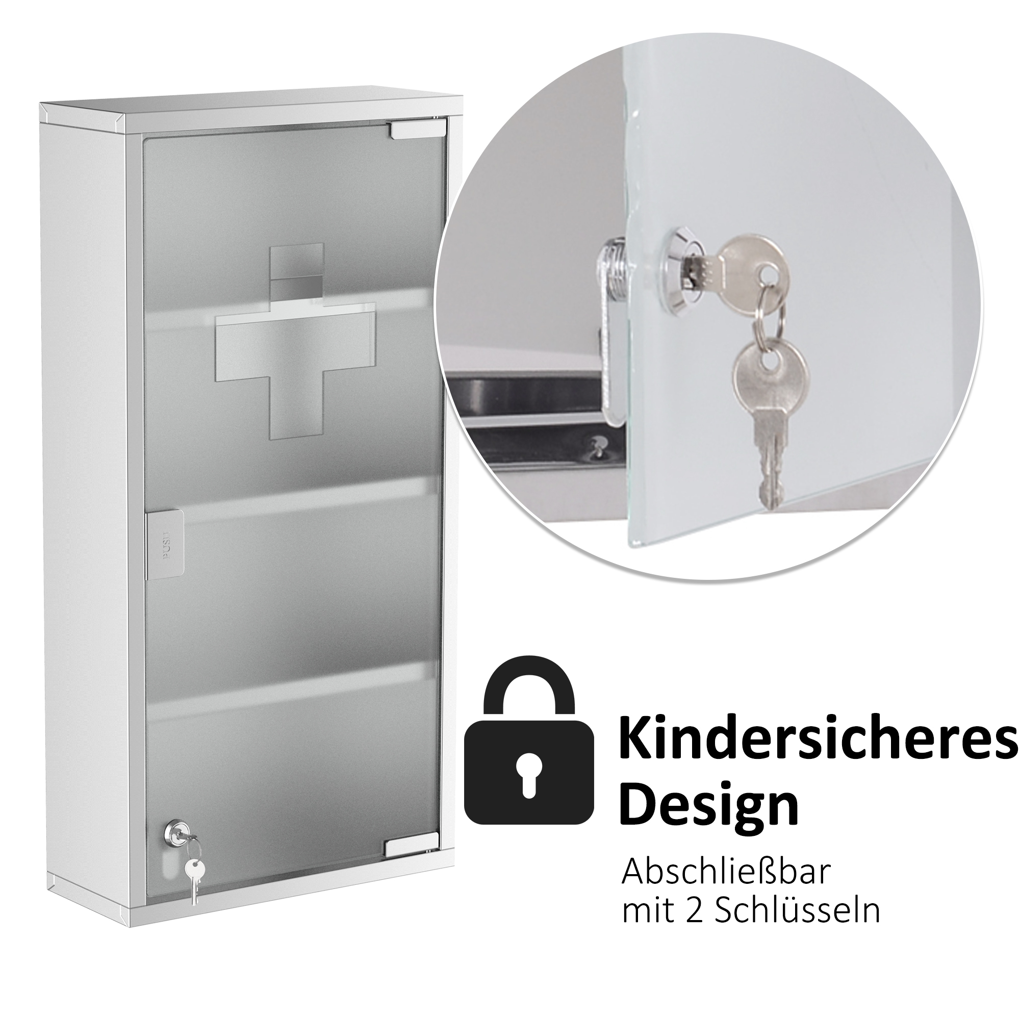 Edelstahl Medizinschrank Arzneischrank Erste Hilfe Schrank 4 Fächer | eBay
