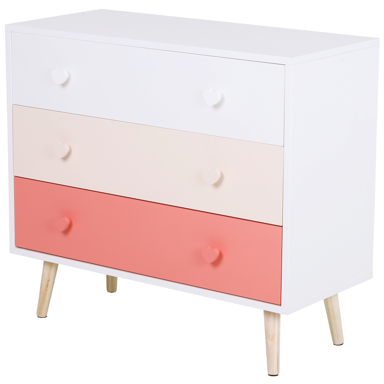 HOMCOM Kinderzimmer Schrank mit 3 Schubladen Kinderschrank Aufbewahrung