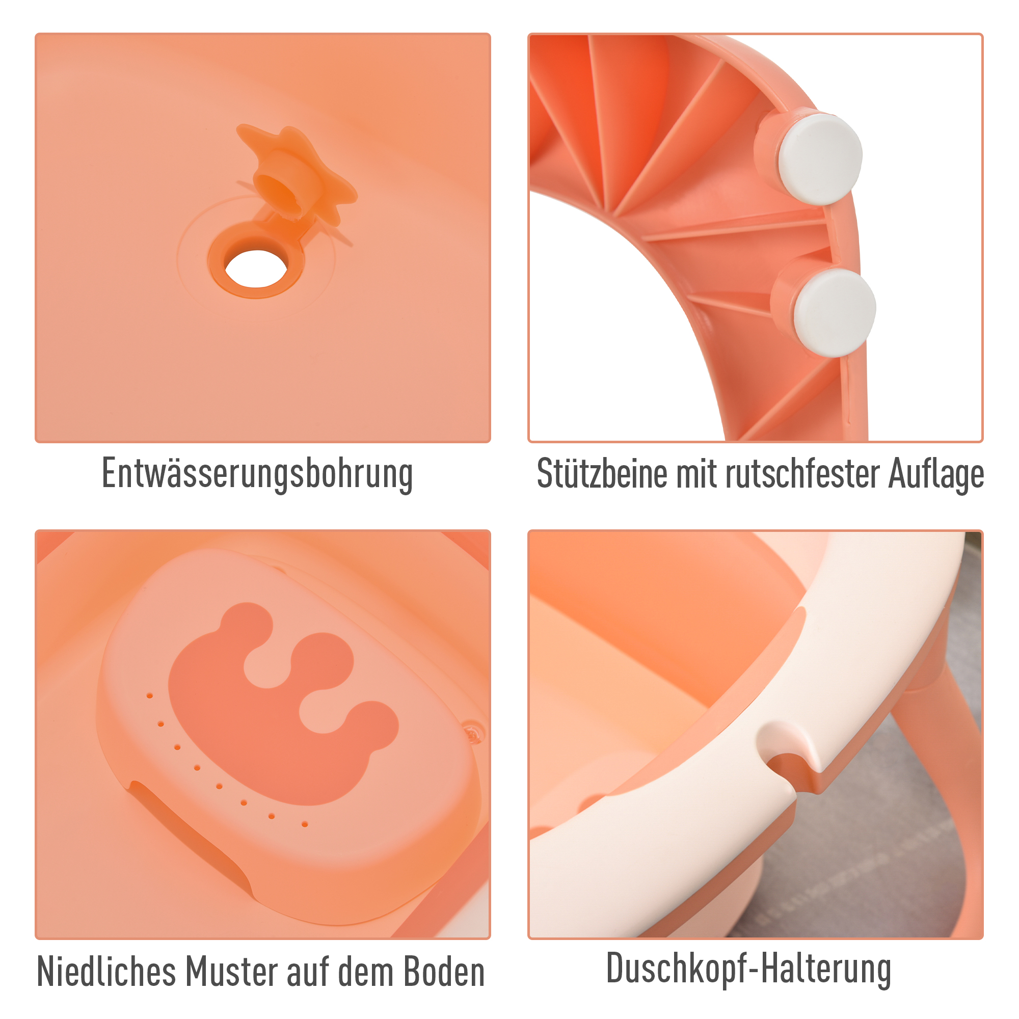 HOMCOM Babybadewanne mit 4 Teilen faltbare Babywanne Badewanne