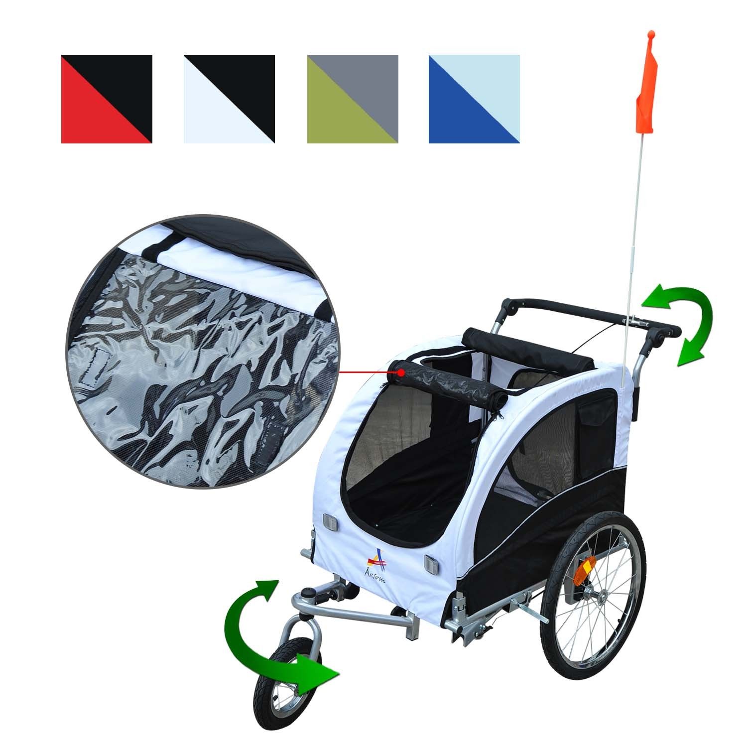 2 in 1 Hundeanhänger Fahrradanhänger Jogger Fahne Regenschutz für Hunde ...