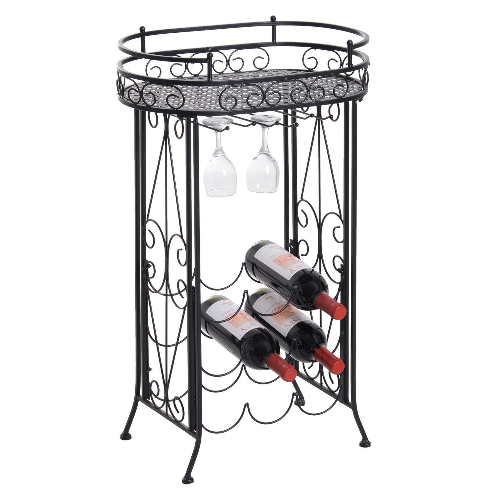 HOMCOM Weinständer Weinregal Flaschenregal für 9 Flaschen und Gläser