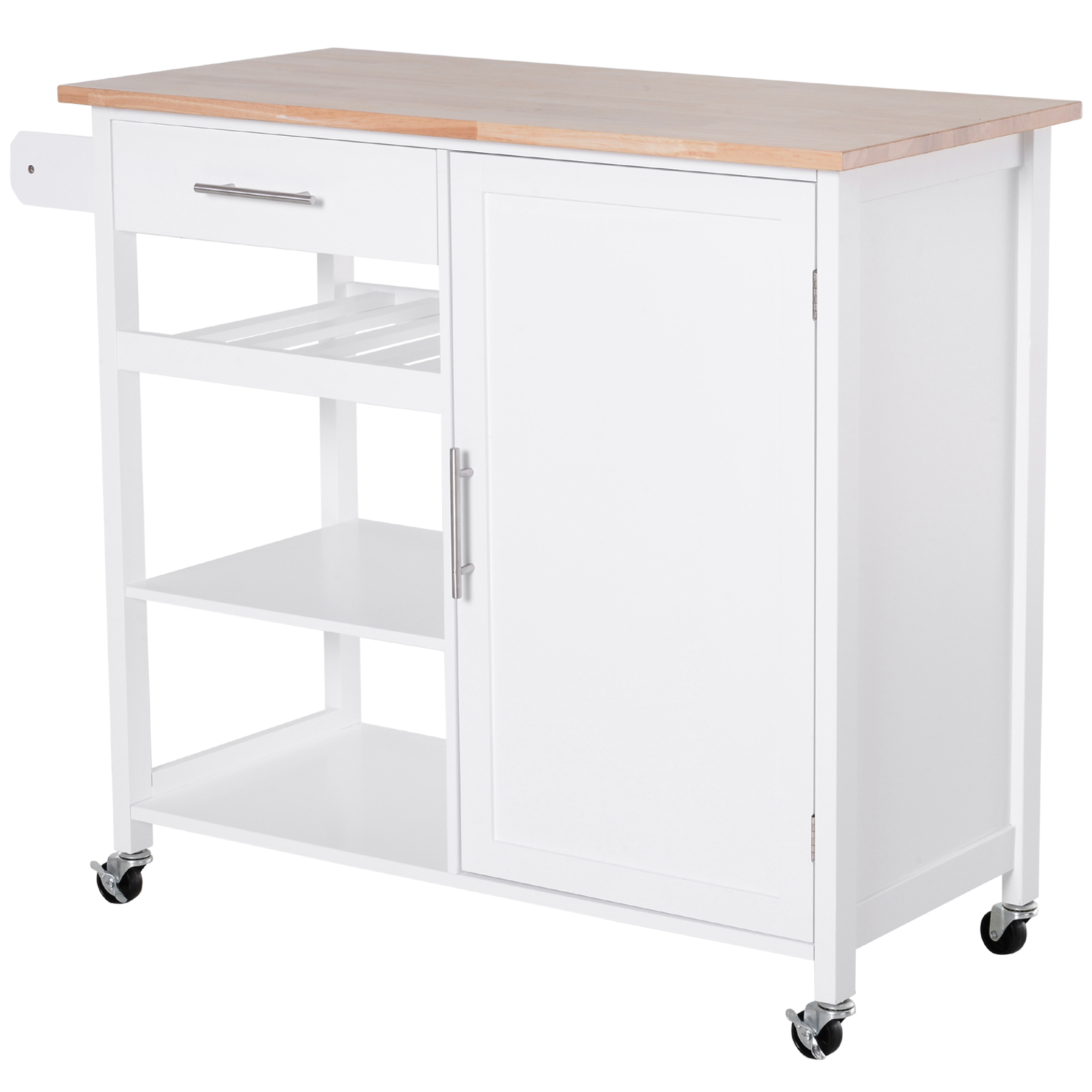 Küchenwagen Schublade Küchenschrank Rollwagen mit Weinregal Massivholz