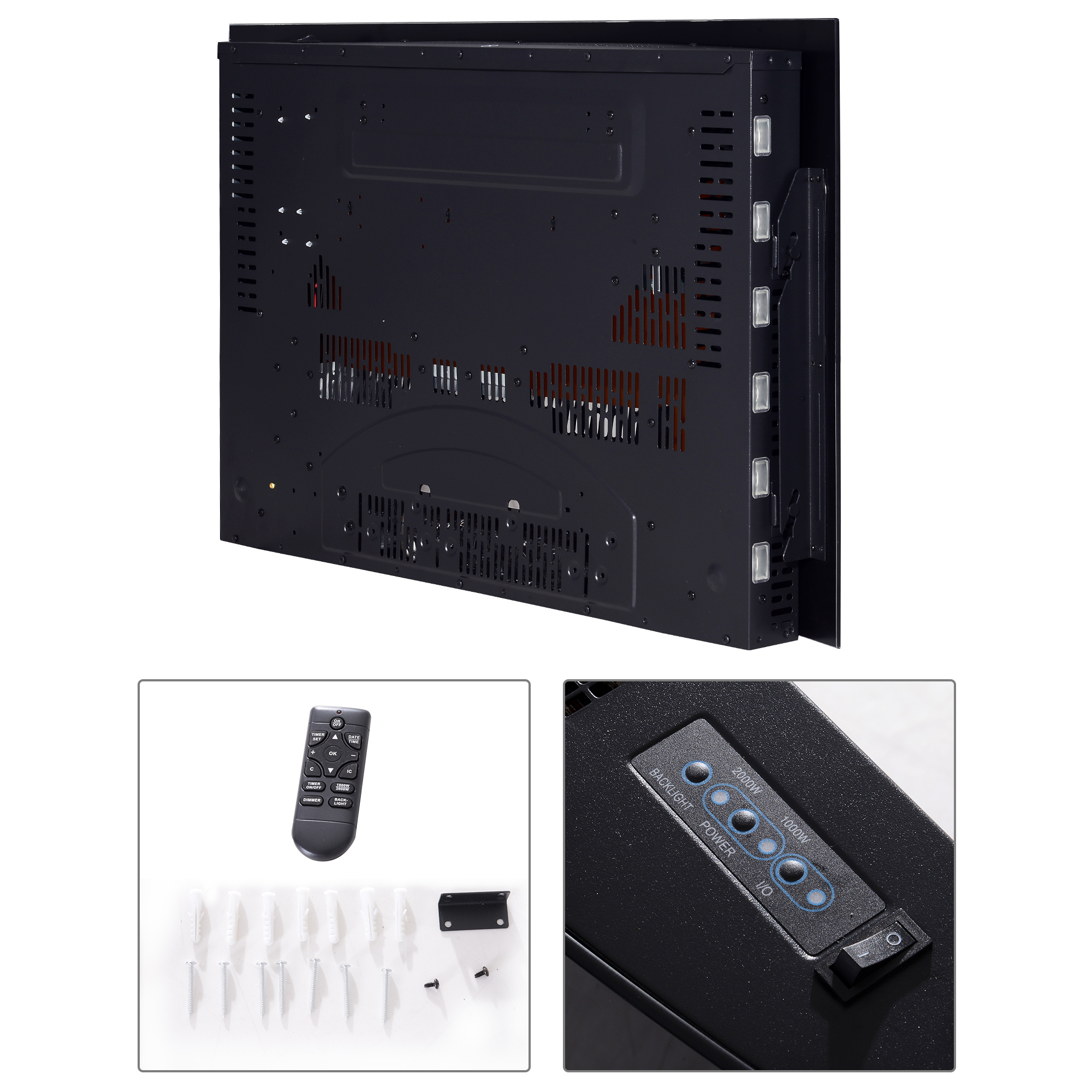 Elektrokamin Kaminofen Kamin Wandkamin mit Fernbedienung 2 Maße LED