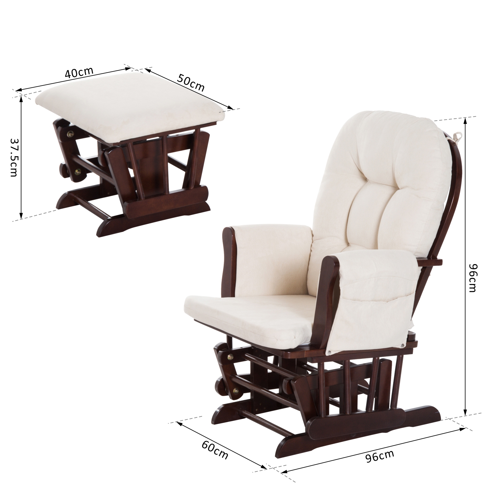 Schaukelstuhl Mit Hocker Braun - XXL Relaxsessel Für Wohnzimmer, Balkon & Terrasse Bis 150kg