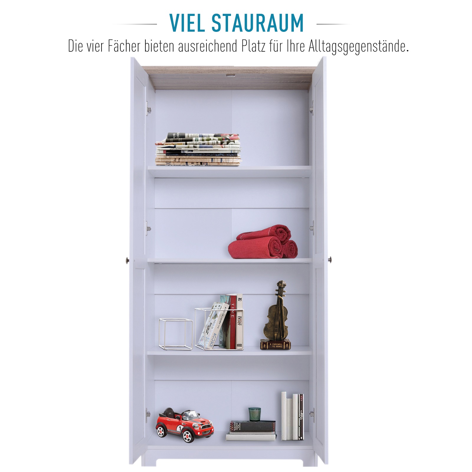 HOMCOM Mehrzweckschrank Aufbewahrungsschrank Wäscheschrank Schrank 4 x