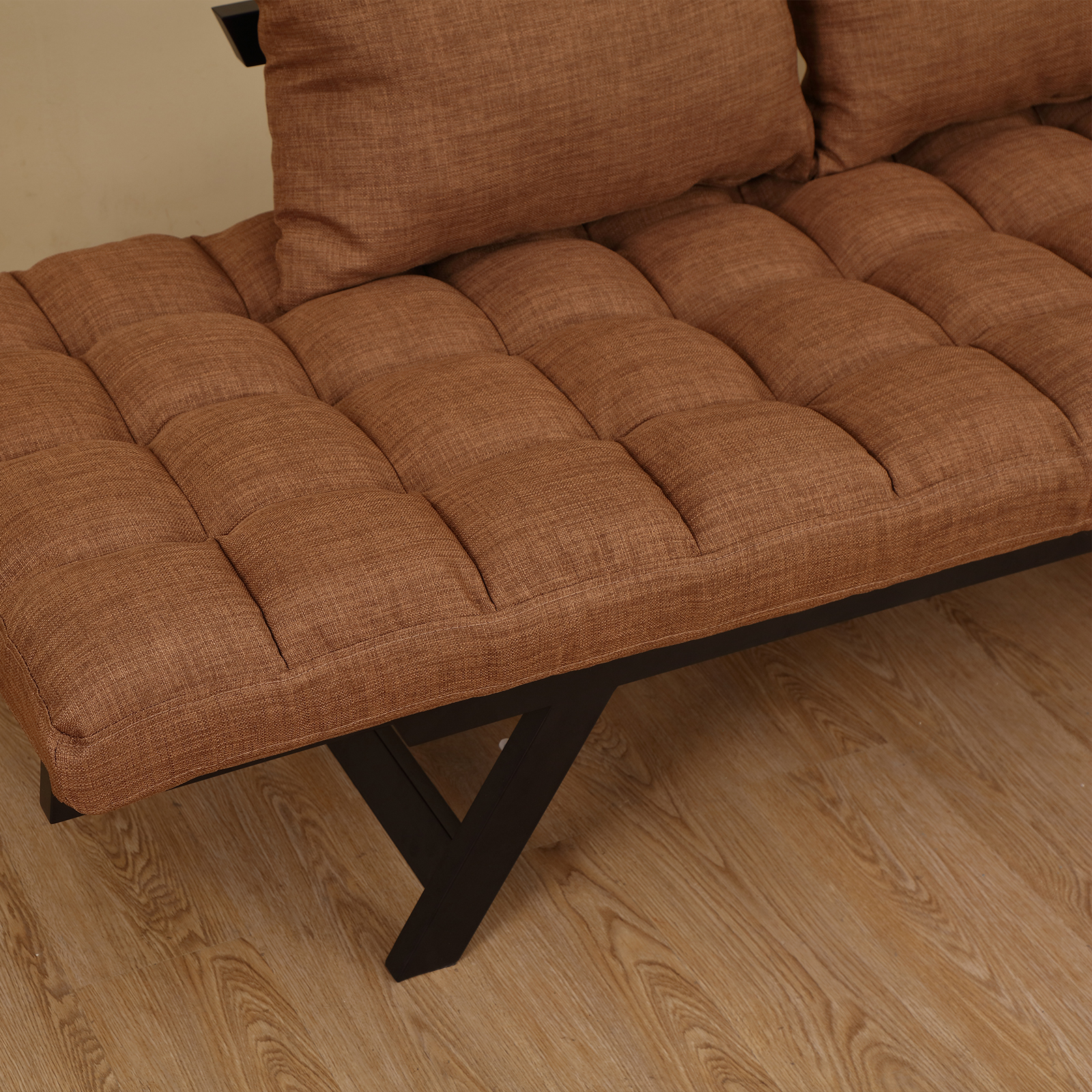 Schlafsofa Chaiselongue Sofabett 2-Sitzer Stoffsofa Metall Leinen 3