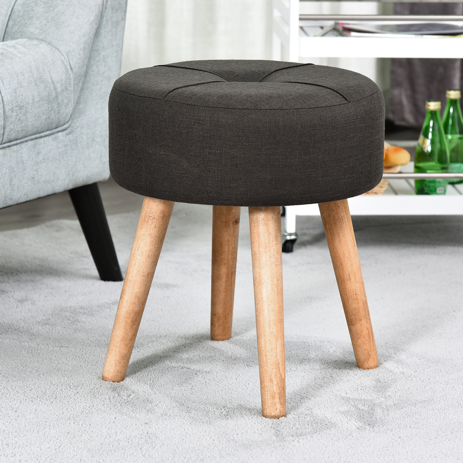 HOMCOM Sitzhocker Fußhocker Polsterhocker Fußbank mit Holzbeine | eBay