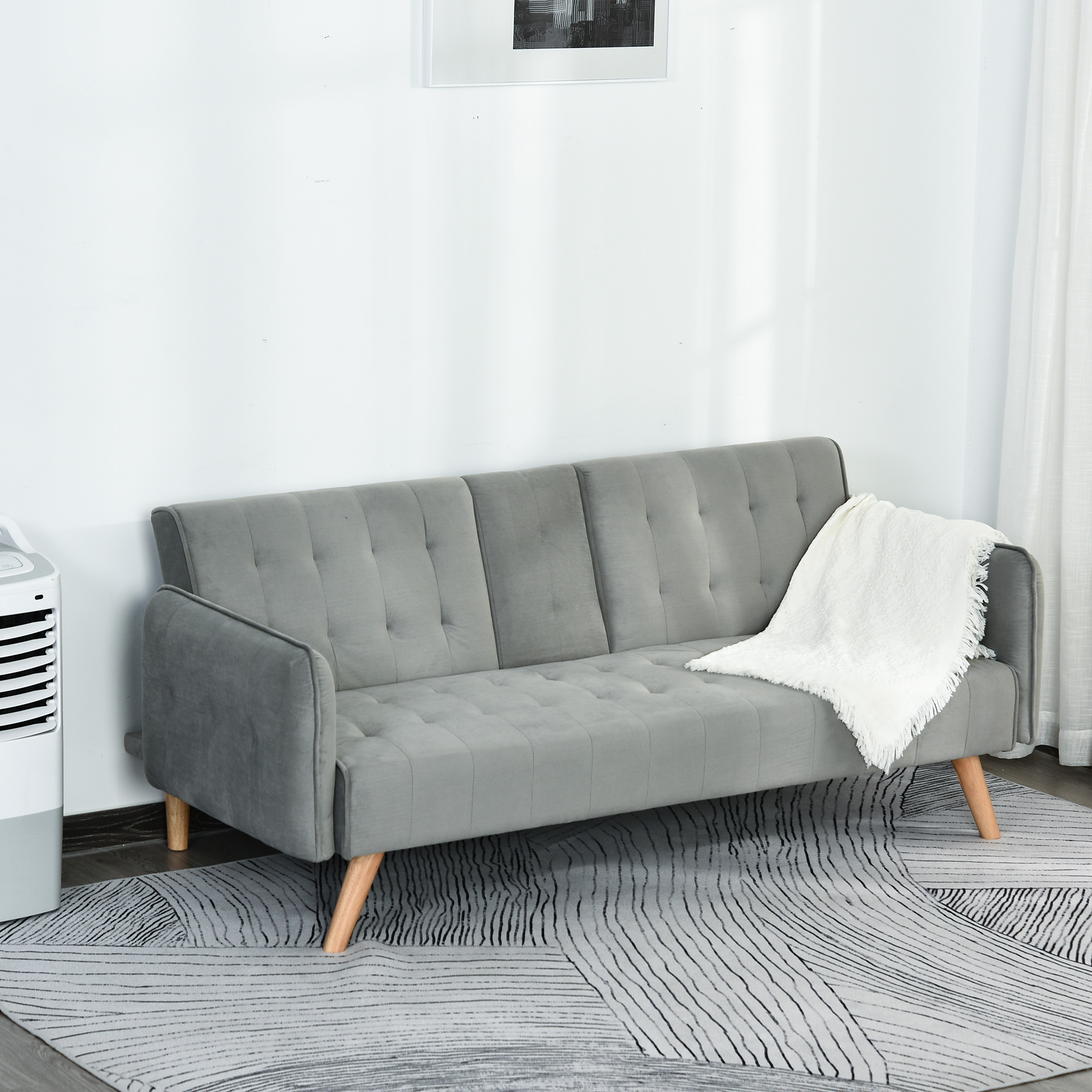 Schlafsofa Chaiselongue Sofabett 3-Sitzer Stoffsofa Sofagarnitur Grau