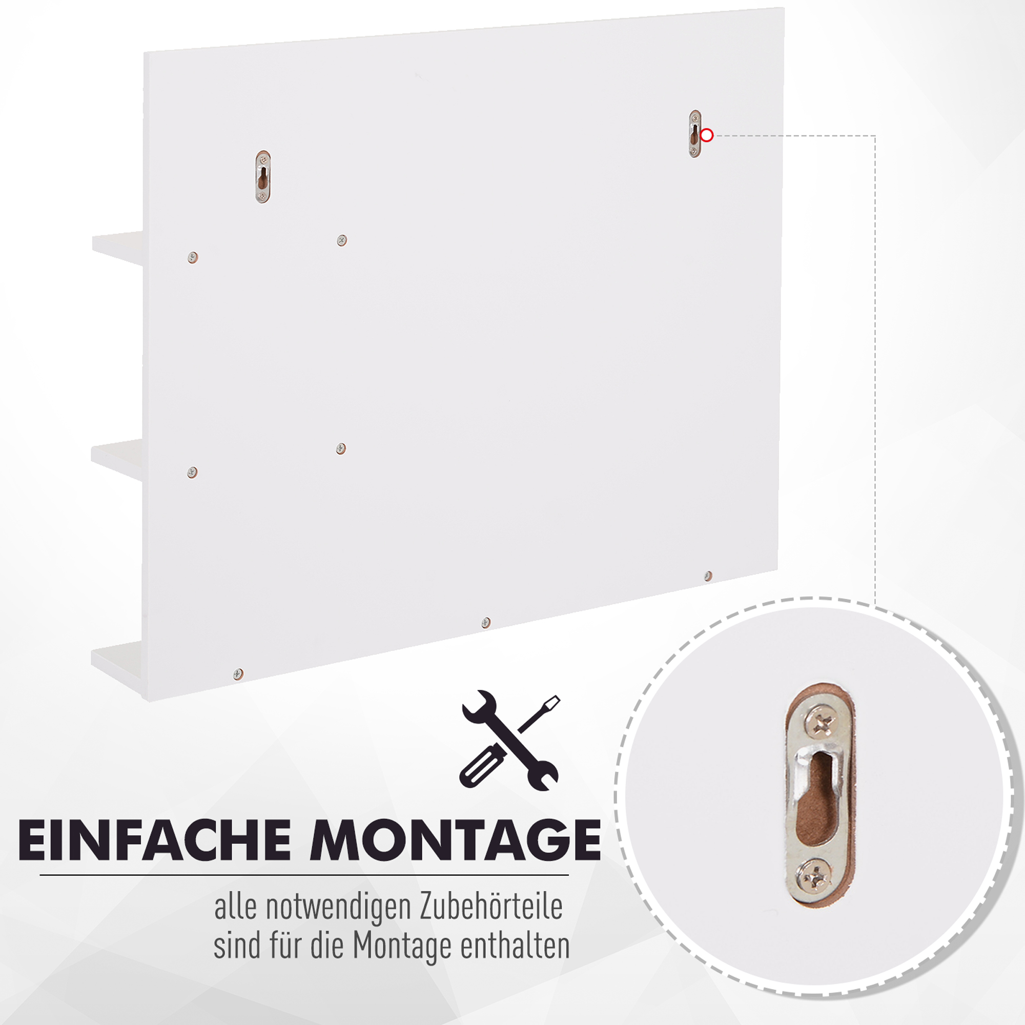 Badspiegel mit 3 Ablagen Wandspiegel Spiegelregal Badezimmer MDF Weiß