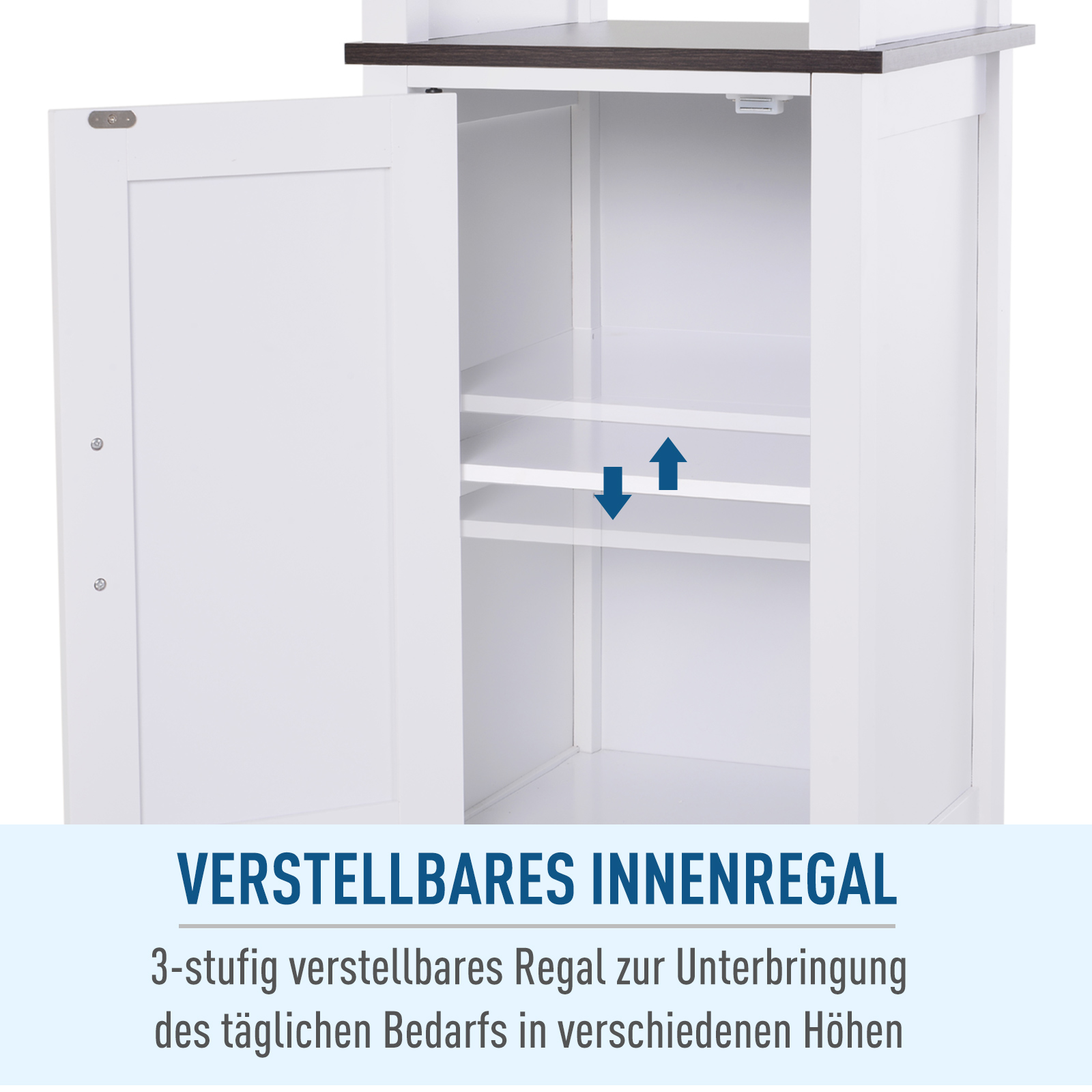 kleankin Badezimmerregal Badeschrank Küchenschrank 3 Ablagen MDF Weiß