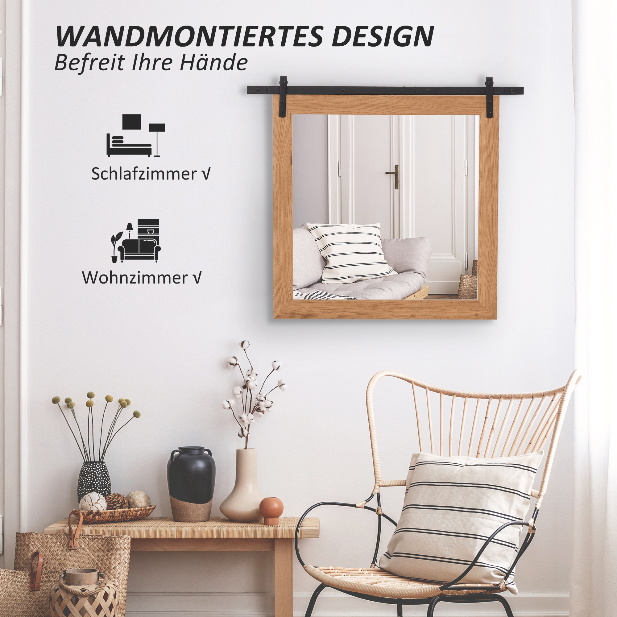 Badezimmerspiegel Wandspiegel Badspiegel mit Gleitschiene Industriestil