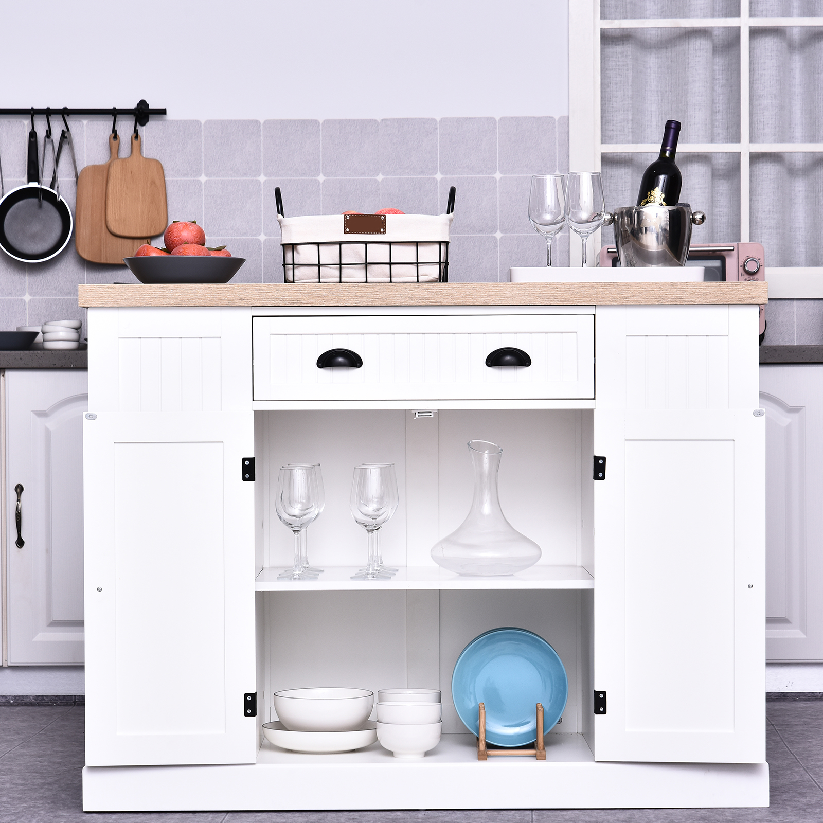 HOMCOM Küchenschrank, Küchenregal, Unterschrank mit Schublade, Anti