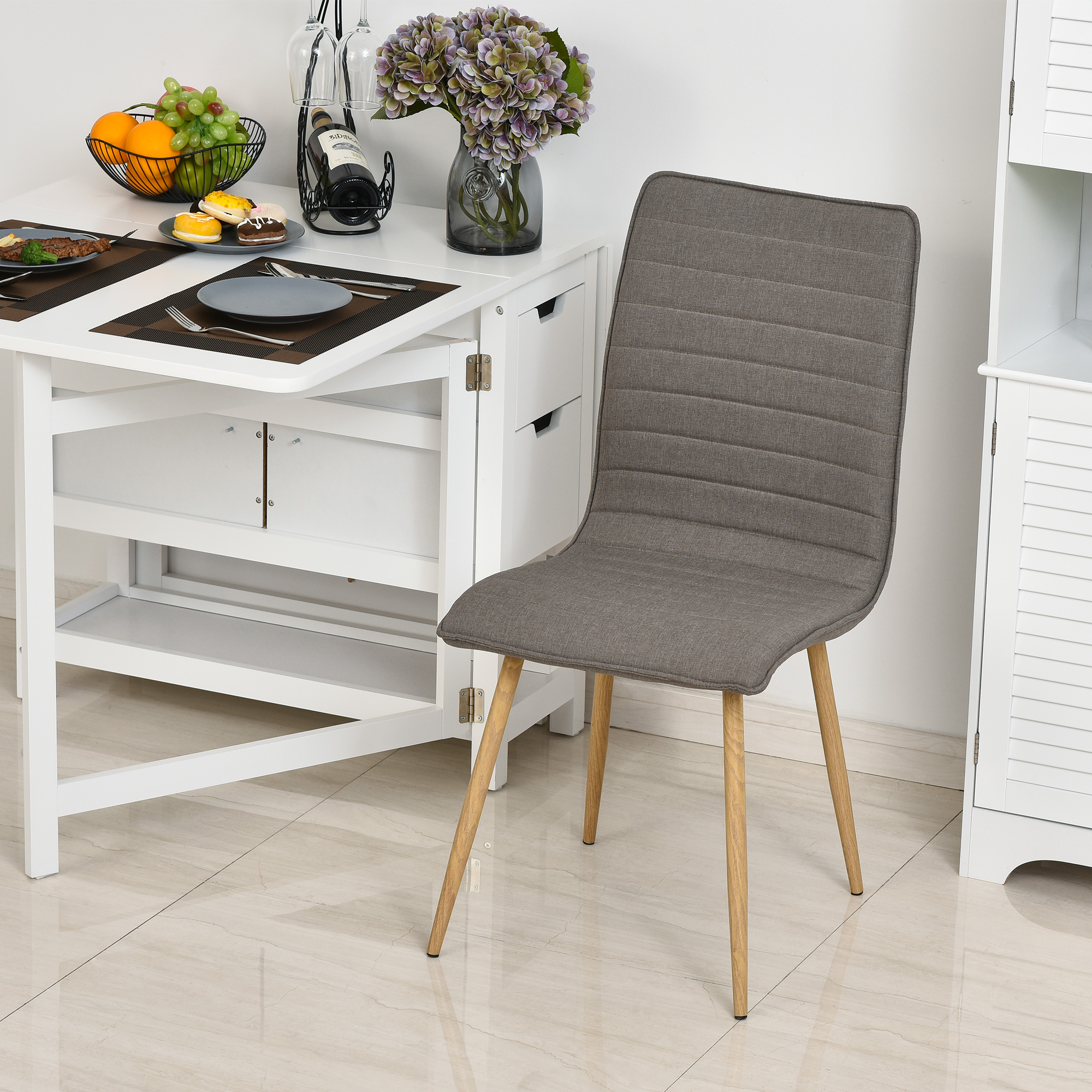 HOMCOM Esszimmerstühle 2er Set Küchenstühle Wohnzimmerstühle Leinen | eBay