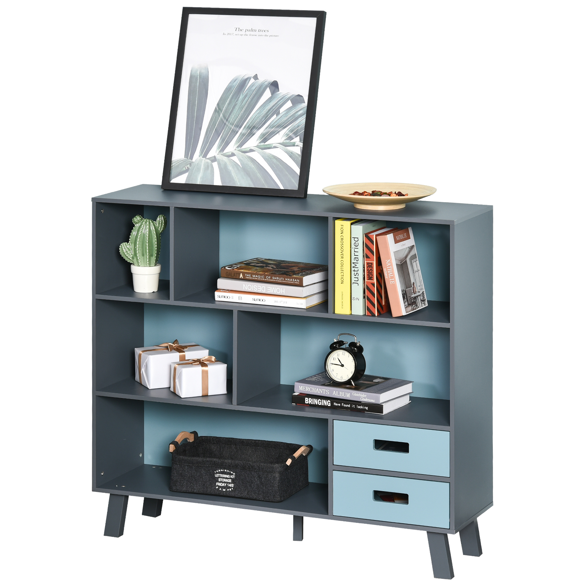 HOMCOM Bücherregal Standregal Aufbewahrungregal Bücherschrank 2