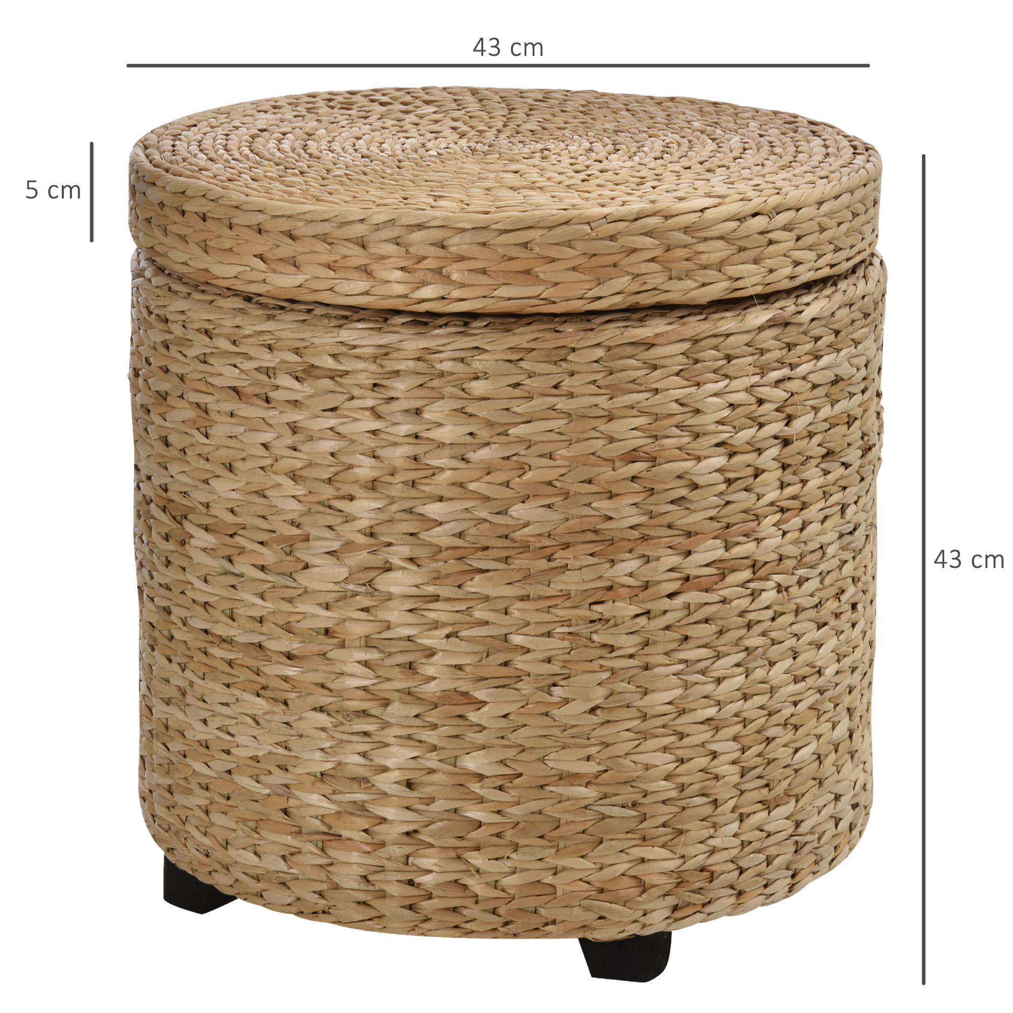 Sitzhocker mit Stauraum Fußhocker Aufbewahrungsbox Stroh Rattan Khaki