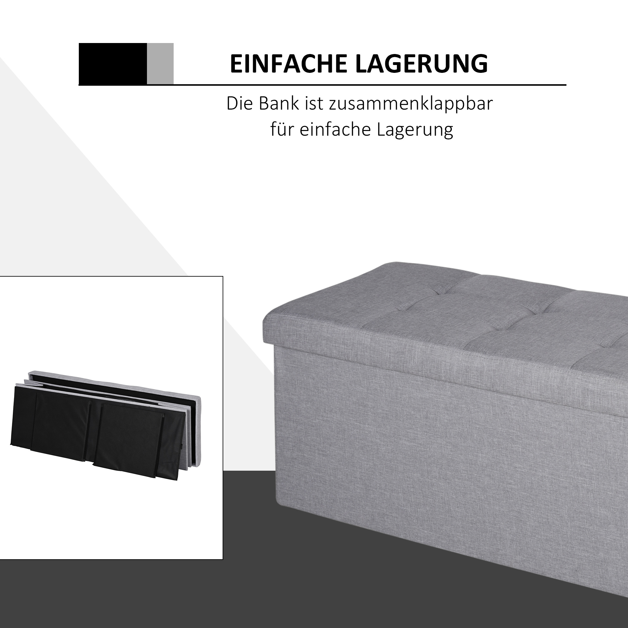 HOMCOM Sitzbank Truhenbank mit Stauraum Polsterbank mit Trenngitter