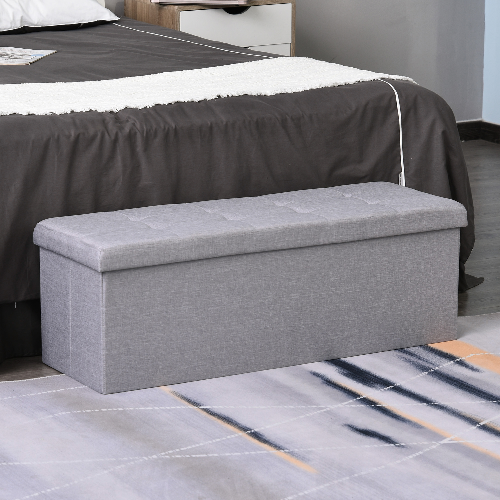 HOMCOM Sitzbank Truhenbank mit Stauraum Polsterbank mit Trenngitter