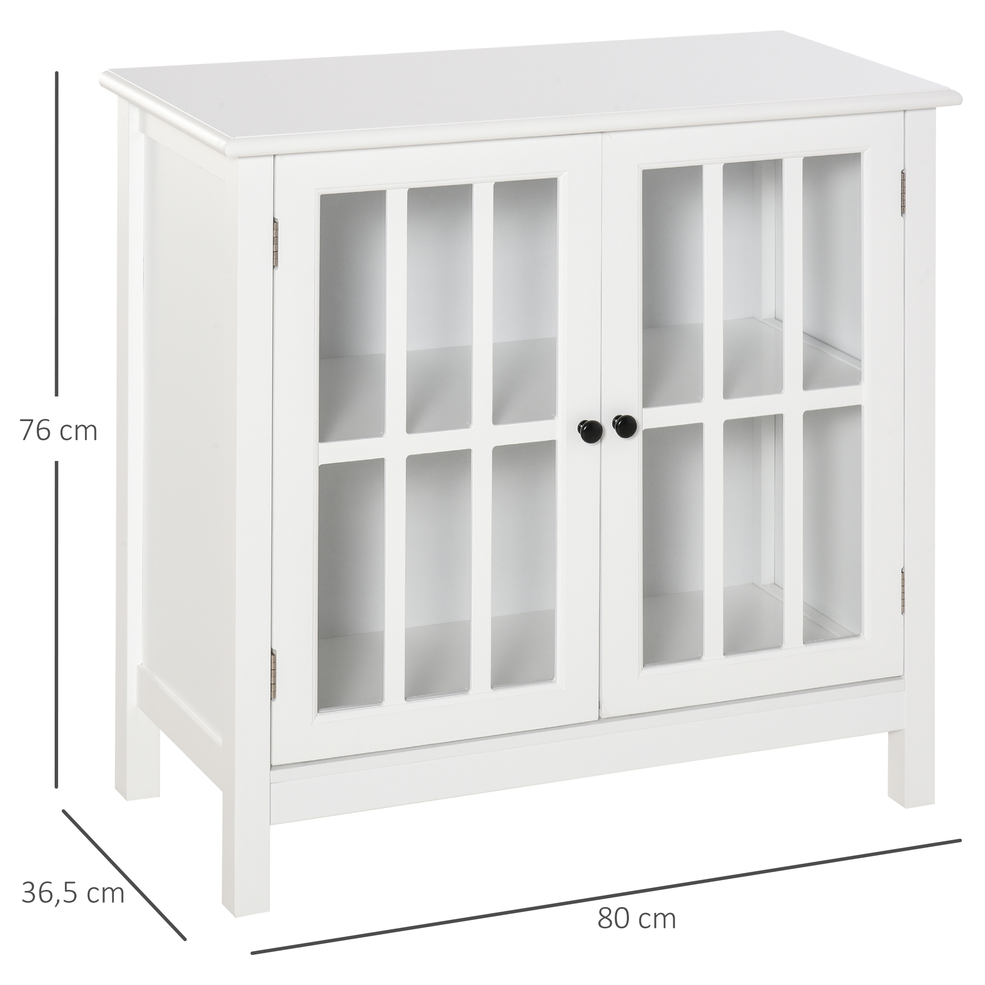 HOMCOM Küchenschrank Geschirrschrank mit 2 Schichten Buffet Glastür MDF