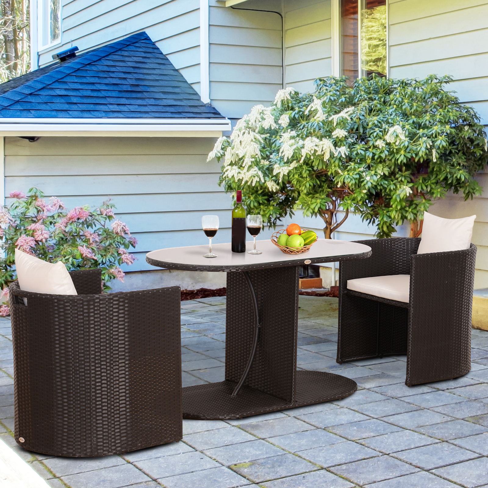 Outsunny Gartenmöbel 7 tlg. Polyrattan Gartenset Balkonmöbel Sitzgruppe