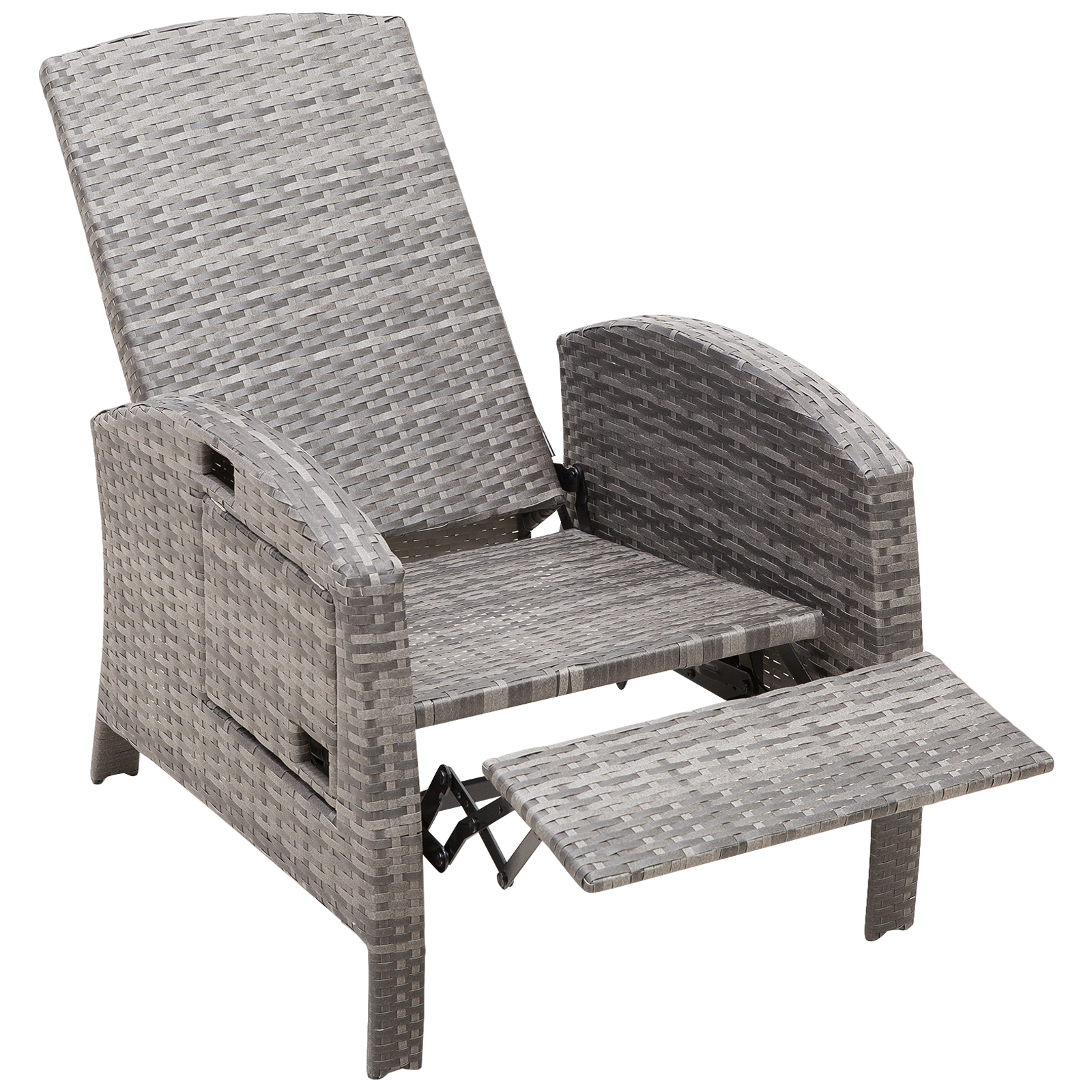 Rattanstuhl Liegestuhl Klapptisch Verstellbare Rückenlehne Fußstütze