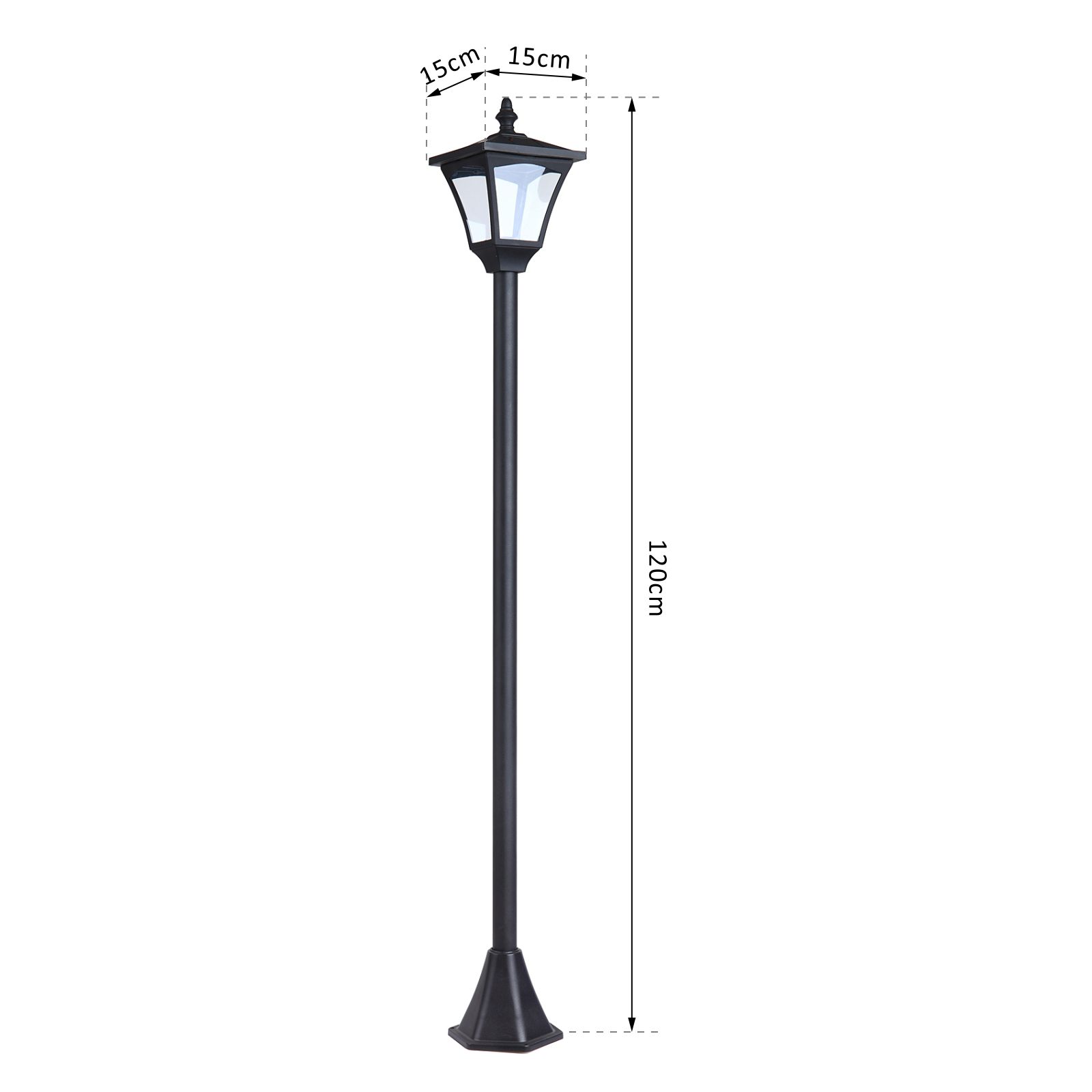 Solar Laterne mit LED Gartenlaterne Wegleuchte 10 Lumen H120cm Schwarz