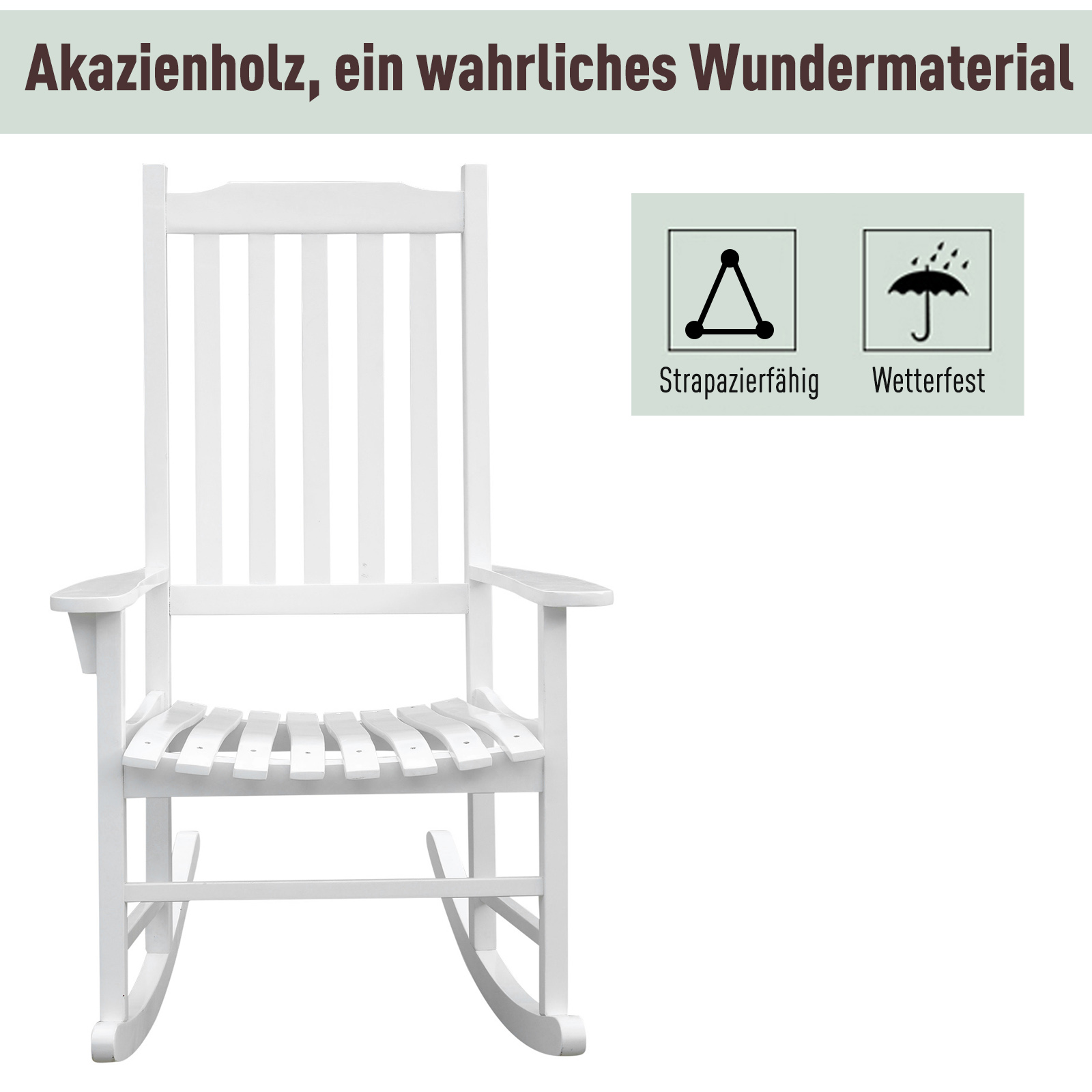 Schaukelstuhl Gartenmöbel Relaxstuhl Akazienholz Schwingsessel Terasse