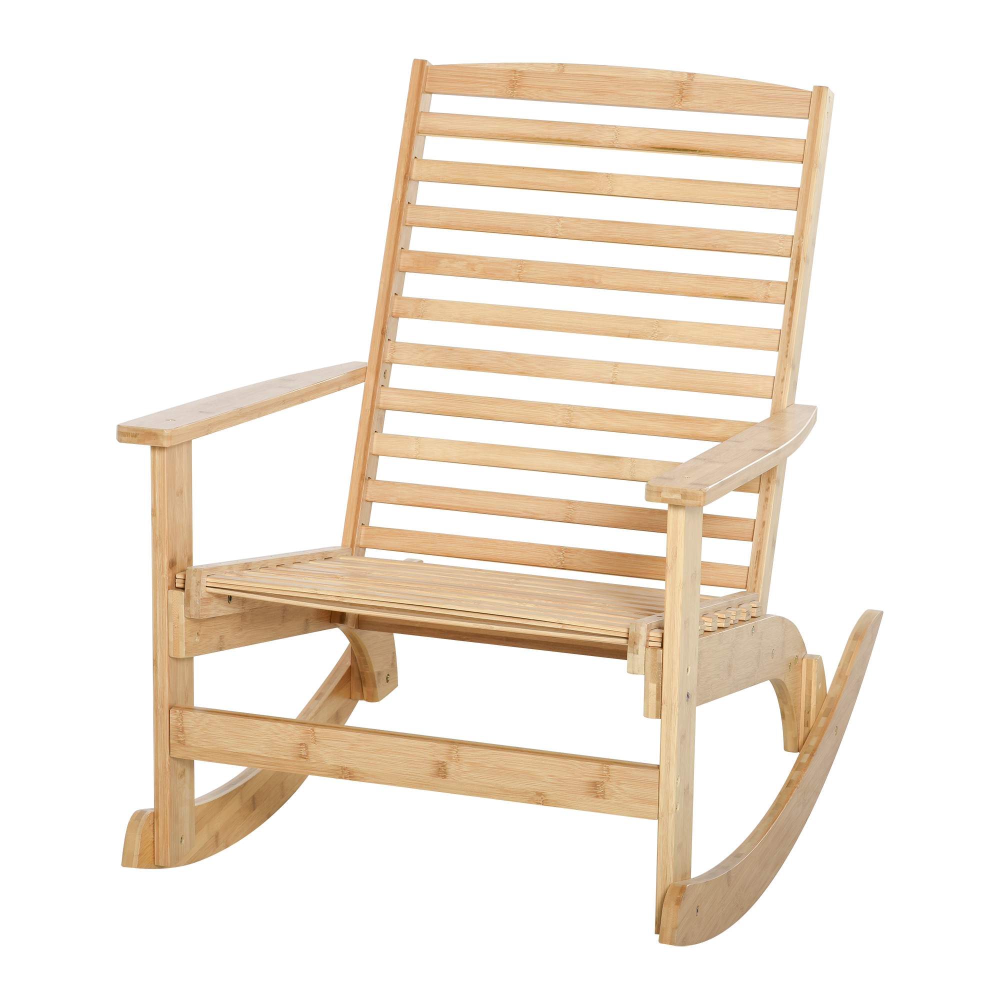Outsunny Schaukelstuhl Relaxsessel Gartenstuhl Bambus Sperrholz Natur