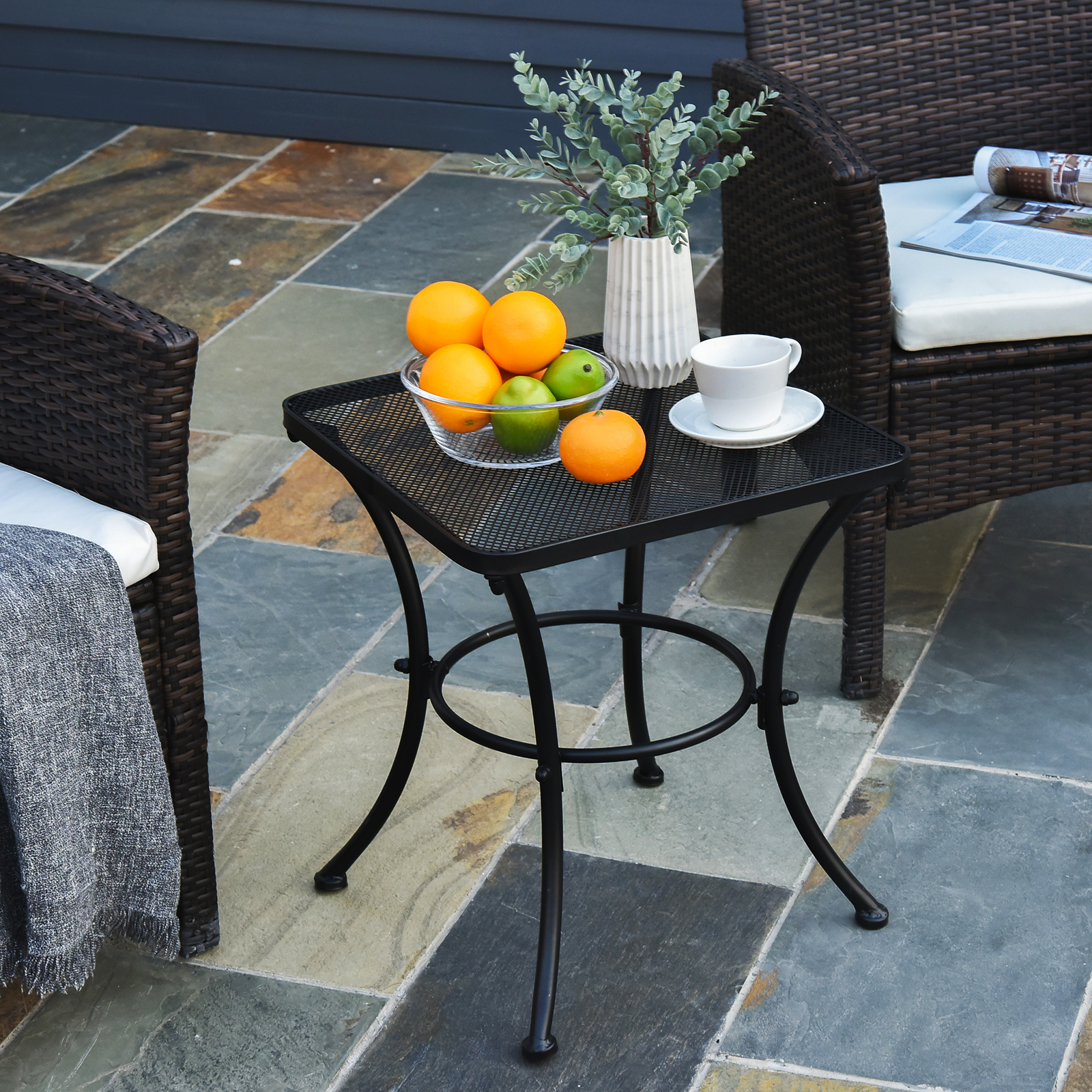 Outsunny Garten Couchtisch Beistelltisch Kaffeetisch Terrasse Metall