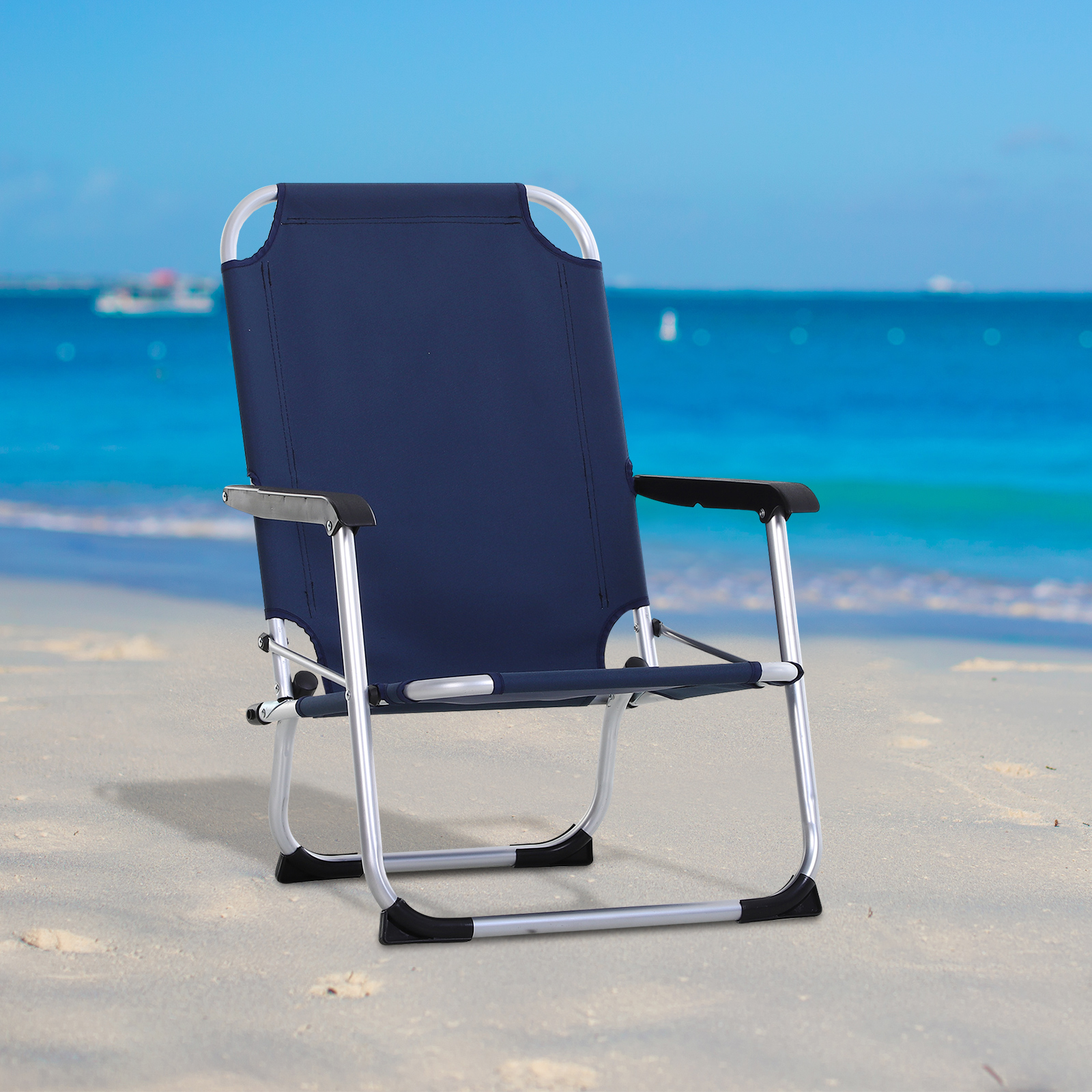 Outsunny Campingstuhl Klappstuhl Gartenstuhl mit Armlehnen Outdoor Alu