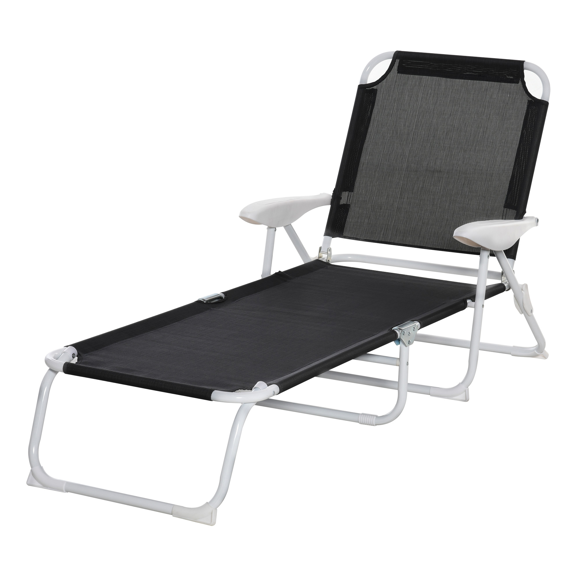 Outsunny Sonnenliege Klappbare Strandliege 4stufige Gartenliege Textil
