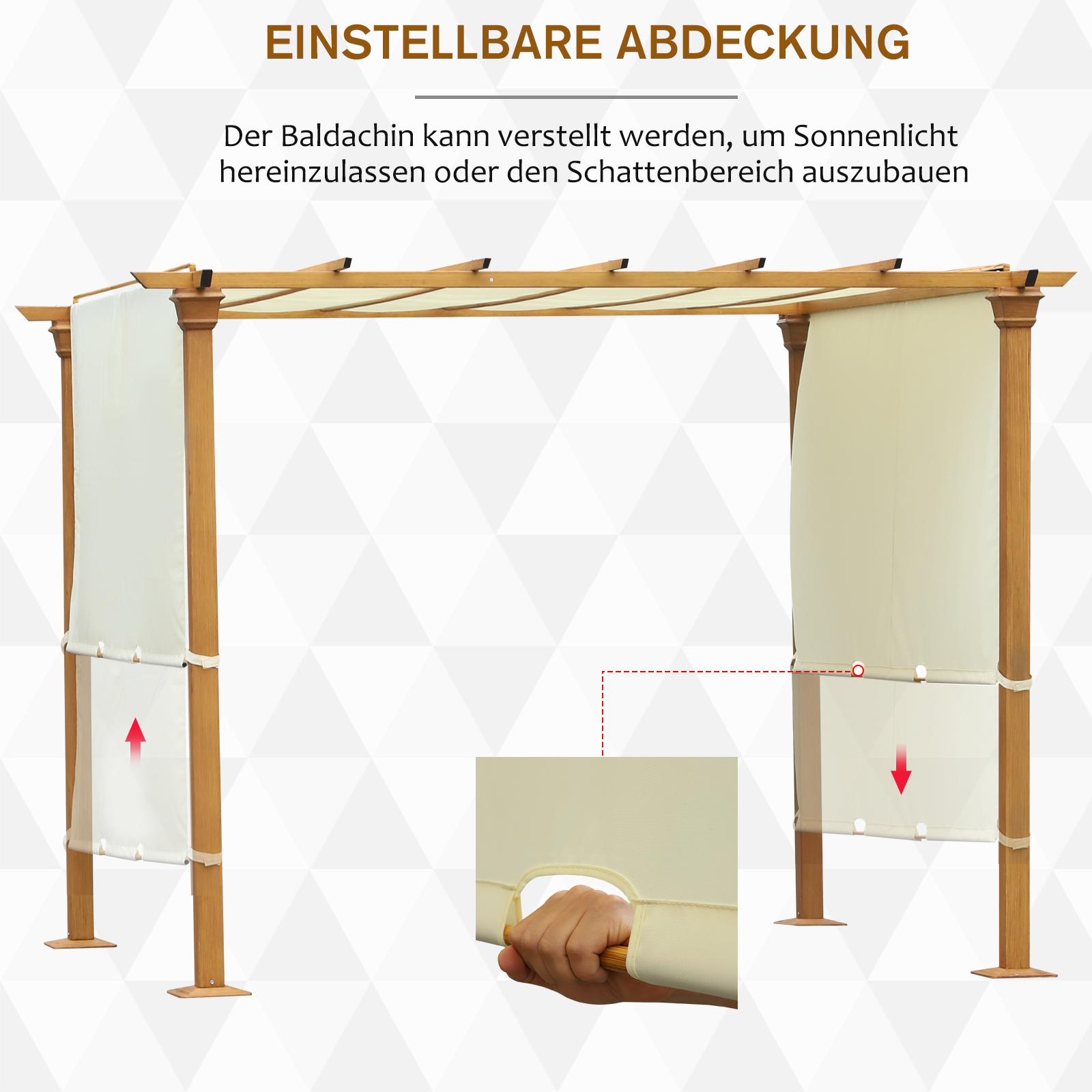 Outsunny Pavillon Pergola Partyzelt Wasserfest Einstellbares Stoffdach