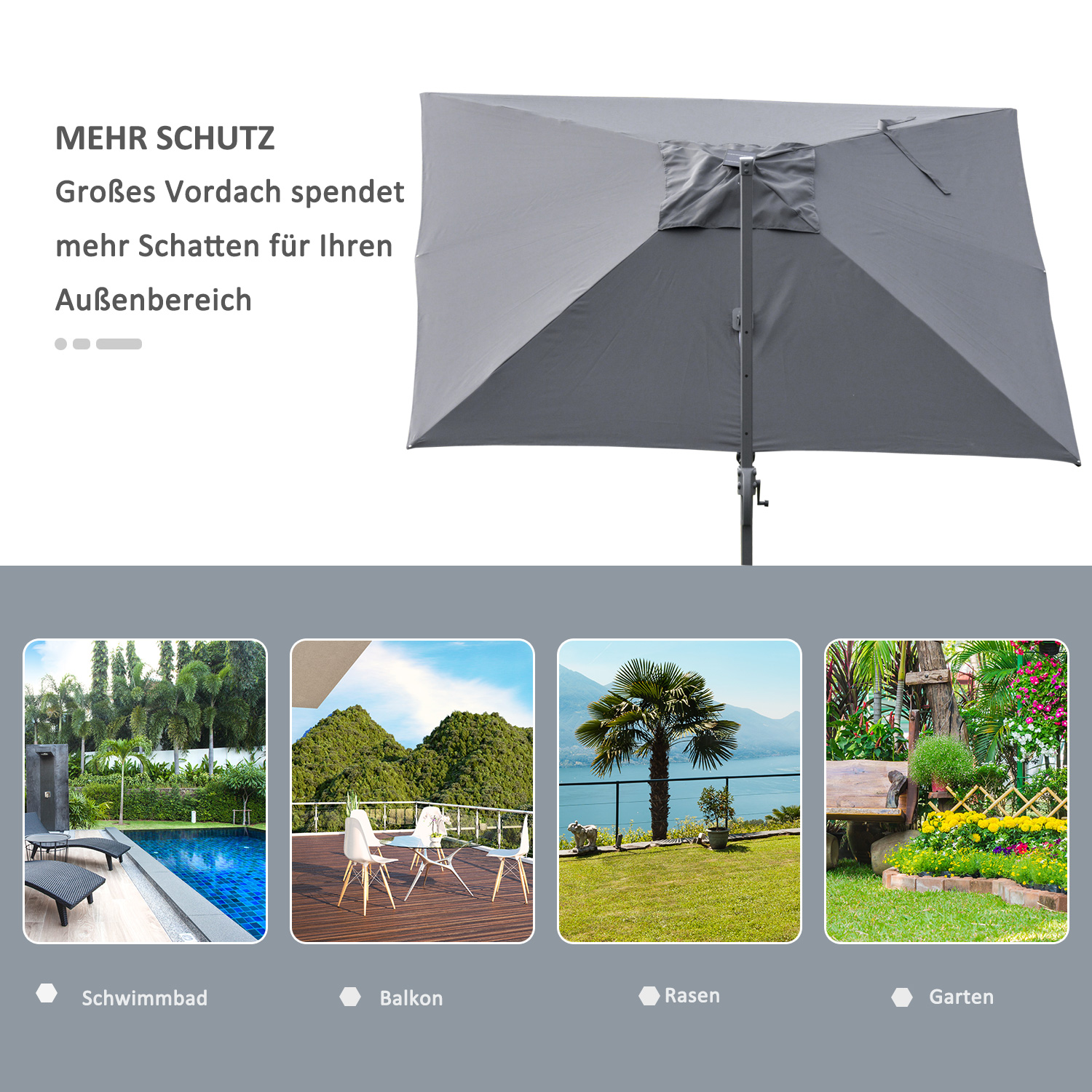 Sonnenschirm 3x3m Ampelschirm Alu Roma Schirm mit Solar-LED-Lichtern