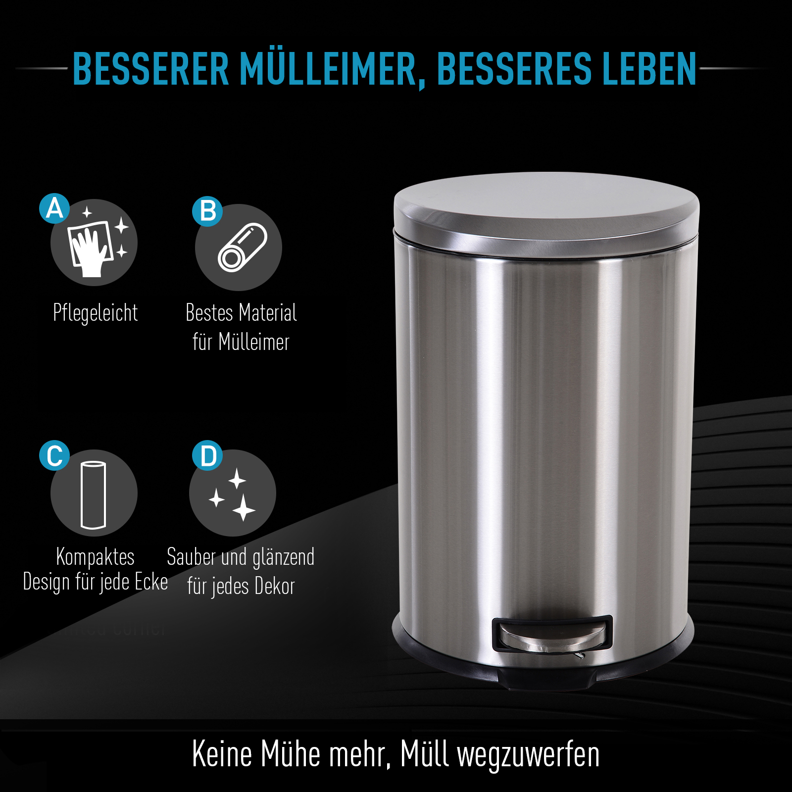 20 L Abfalleimer mit Inneneimer Mülleimer Treteimer Soft Schließen