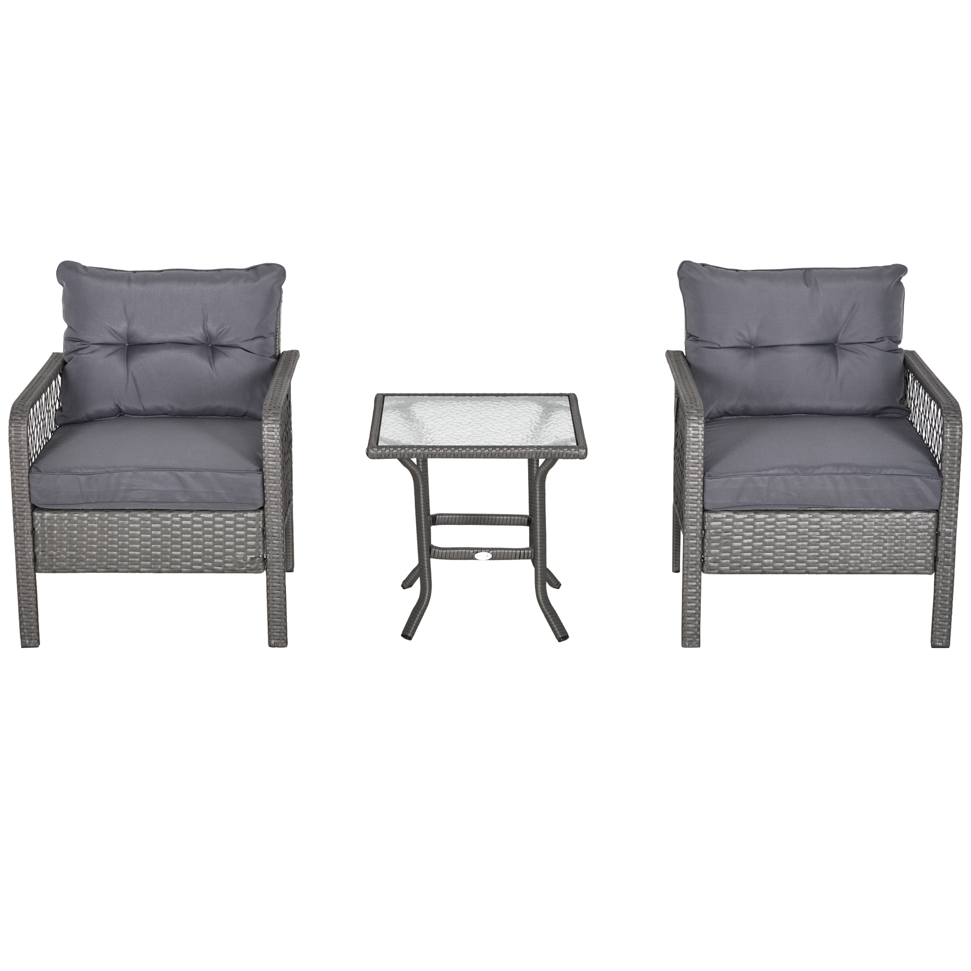 Outsunny Rattan Gartenmöbel 5-tlg. Sitzgarnitur Sofa mit Hocker Tisch