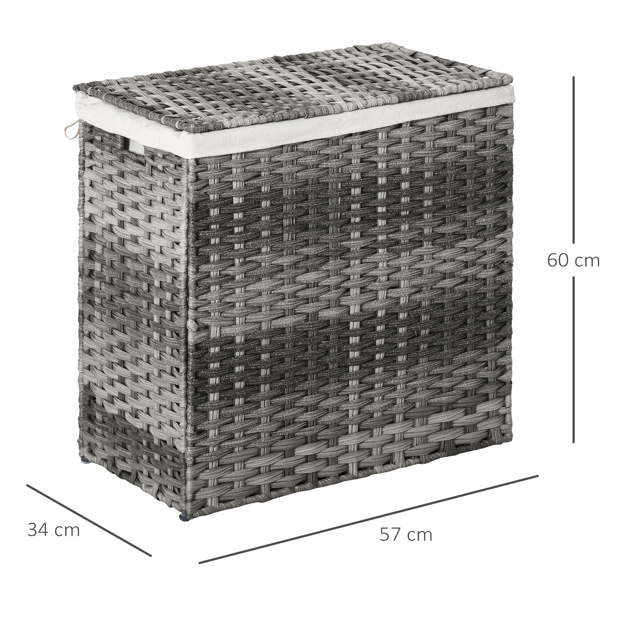 Polyrattan Wäschekorb Wäschebox mit Deckel Wäschesack Griffe Grau/Braun