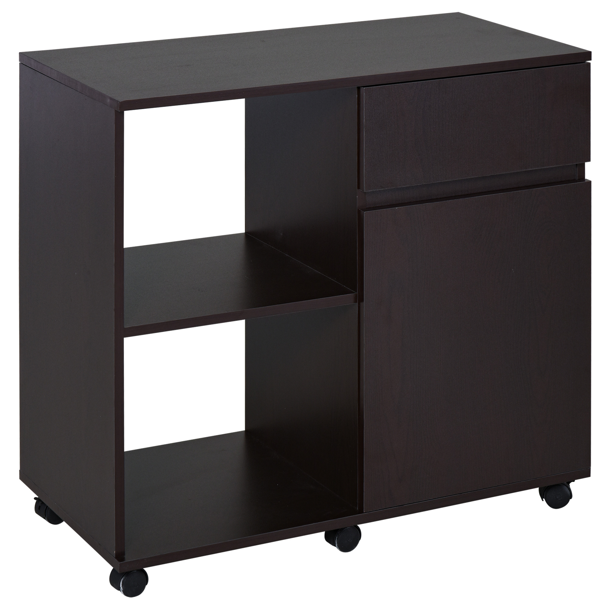 Druckertisch Rollwagen Druckerständer mit Schubladen+Schrank Spanlatte