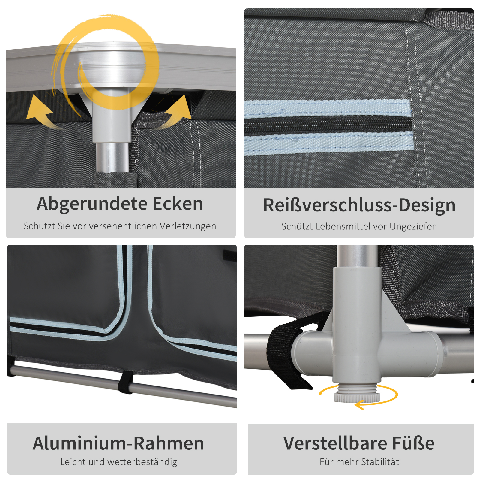 Campingschrank faltbar Küchenbox tragbar mit 3 Ablagen Grau | eBay
