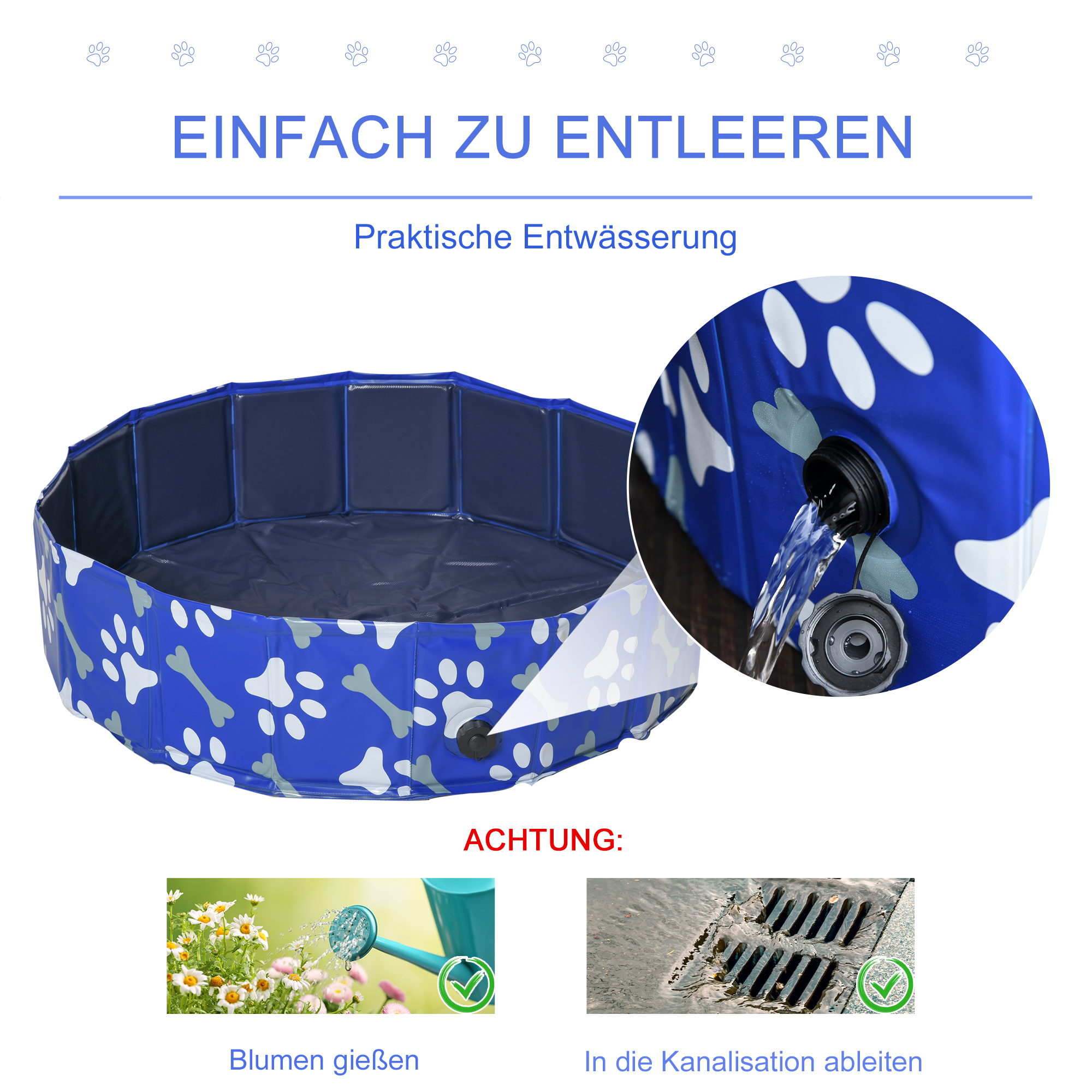 FHTONGE Hunde-Badewanne Erhöht & Faltbar – Mit Ablauf, Halsband & Regal
